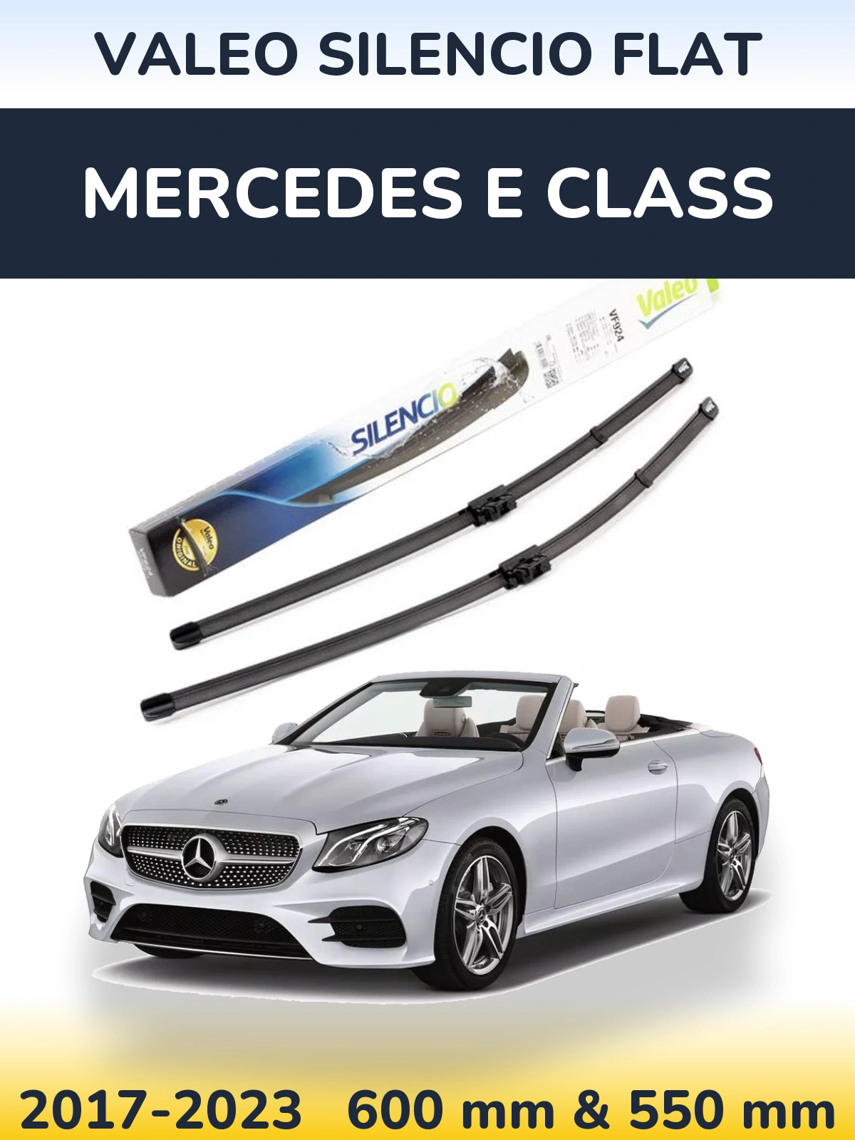 Komplet przednich wycieraczek Valeo Silencio Flat 600 & 550 mm do Mercedes Klasa E 2017-2023