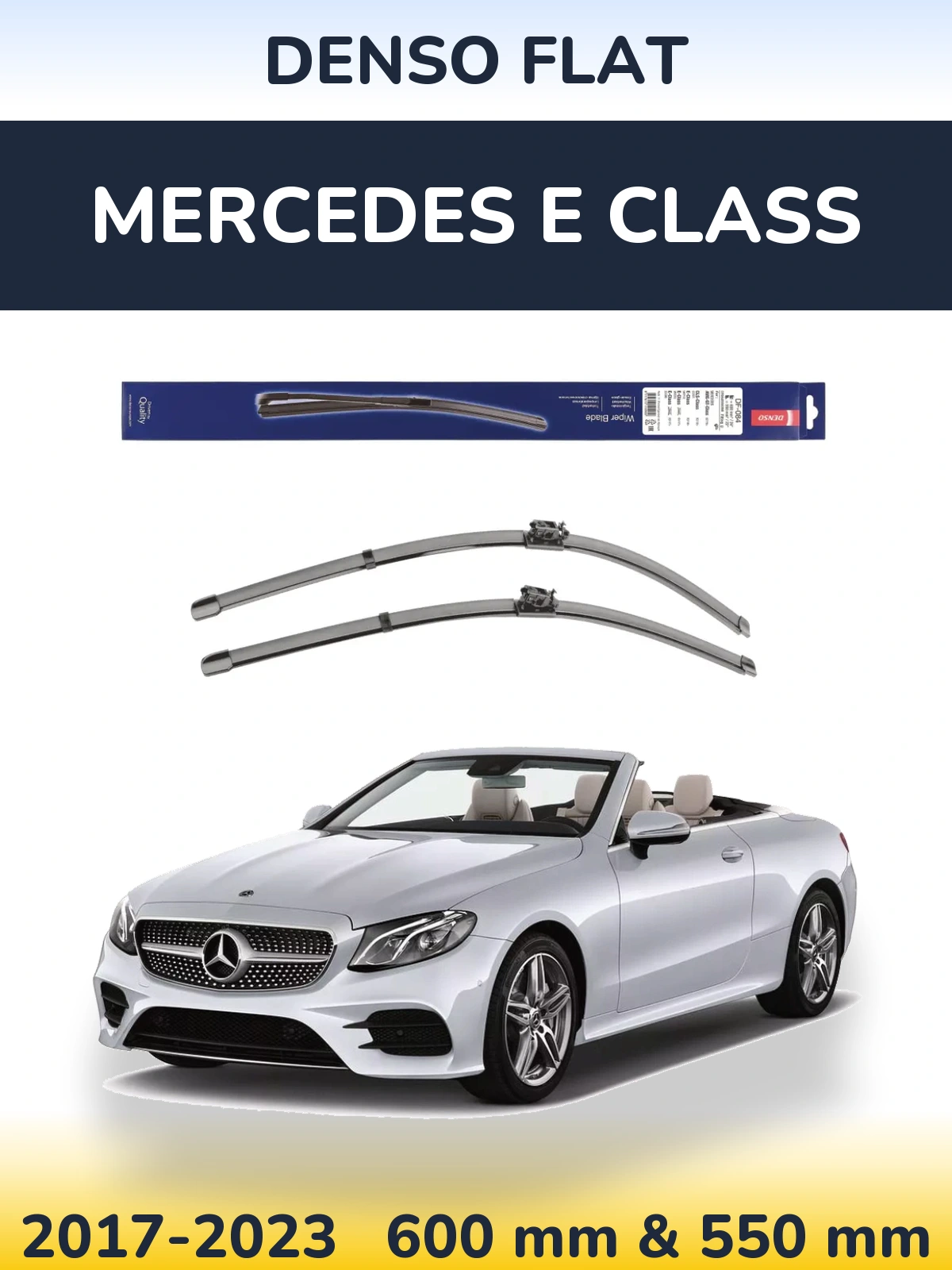 Комплект передніх щіток Denso Flat 600 & 550 мм для Mercedes E Class 2017-2023