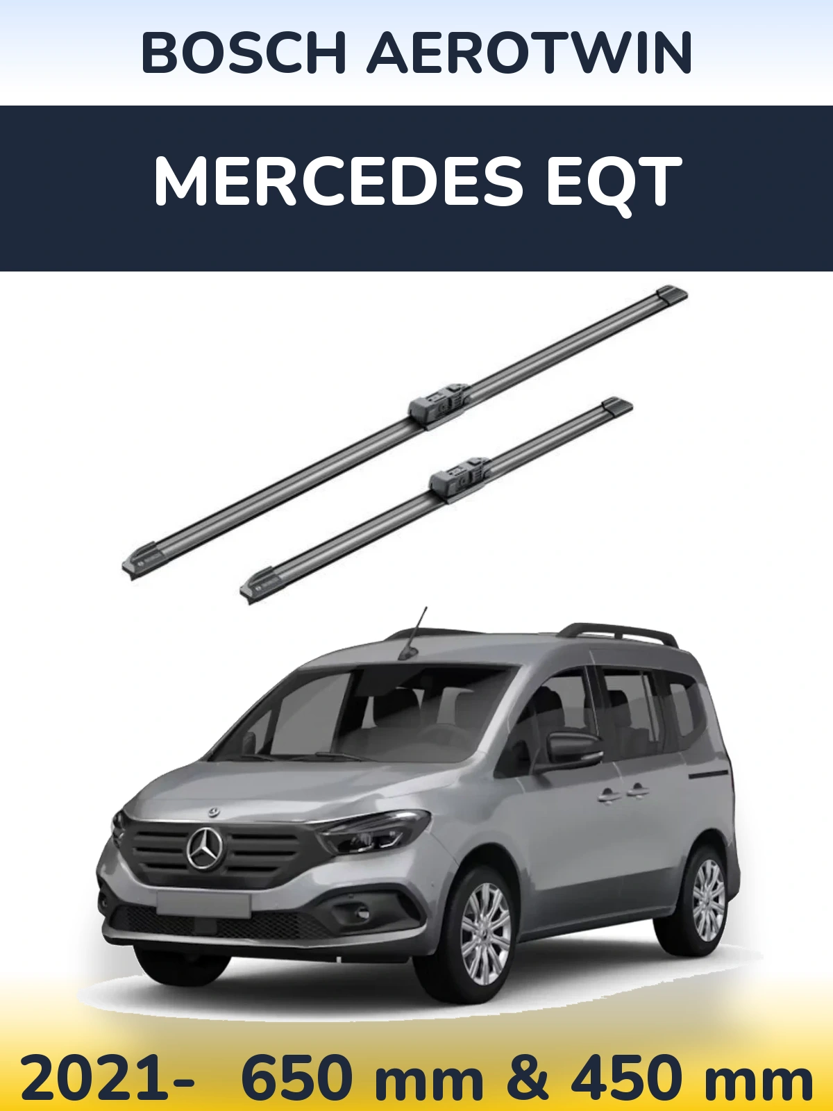Комплект передніх щіток BOSCH AeroTwin 650 & 450 мм для Mercedes EQT 2021-2026