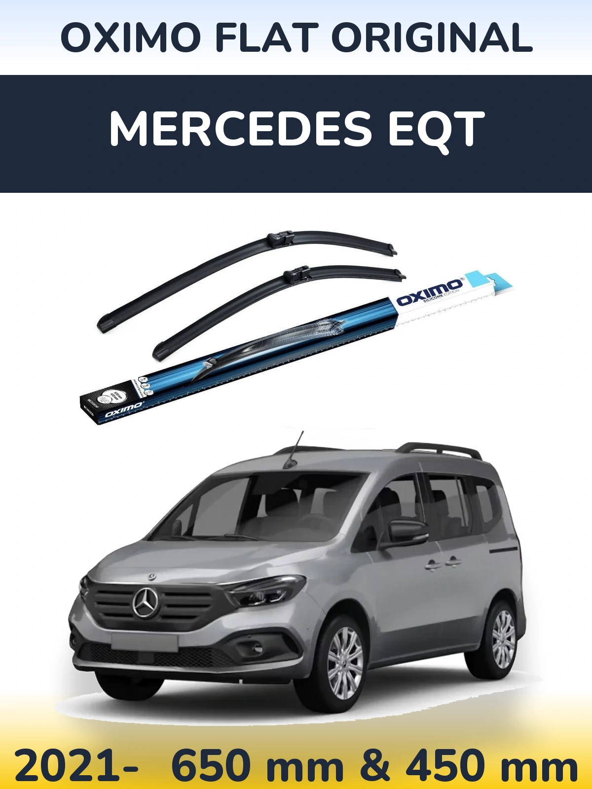 Комплект передніх щіток Oximo Flat Original 650 & 450 мм для Mercedes EQT 2021-2026