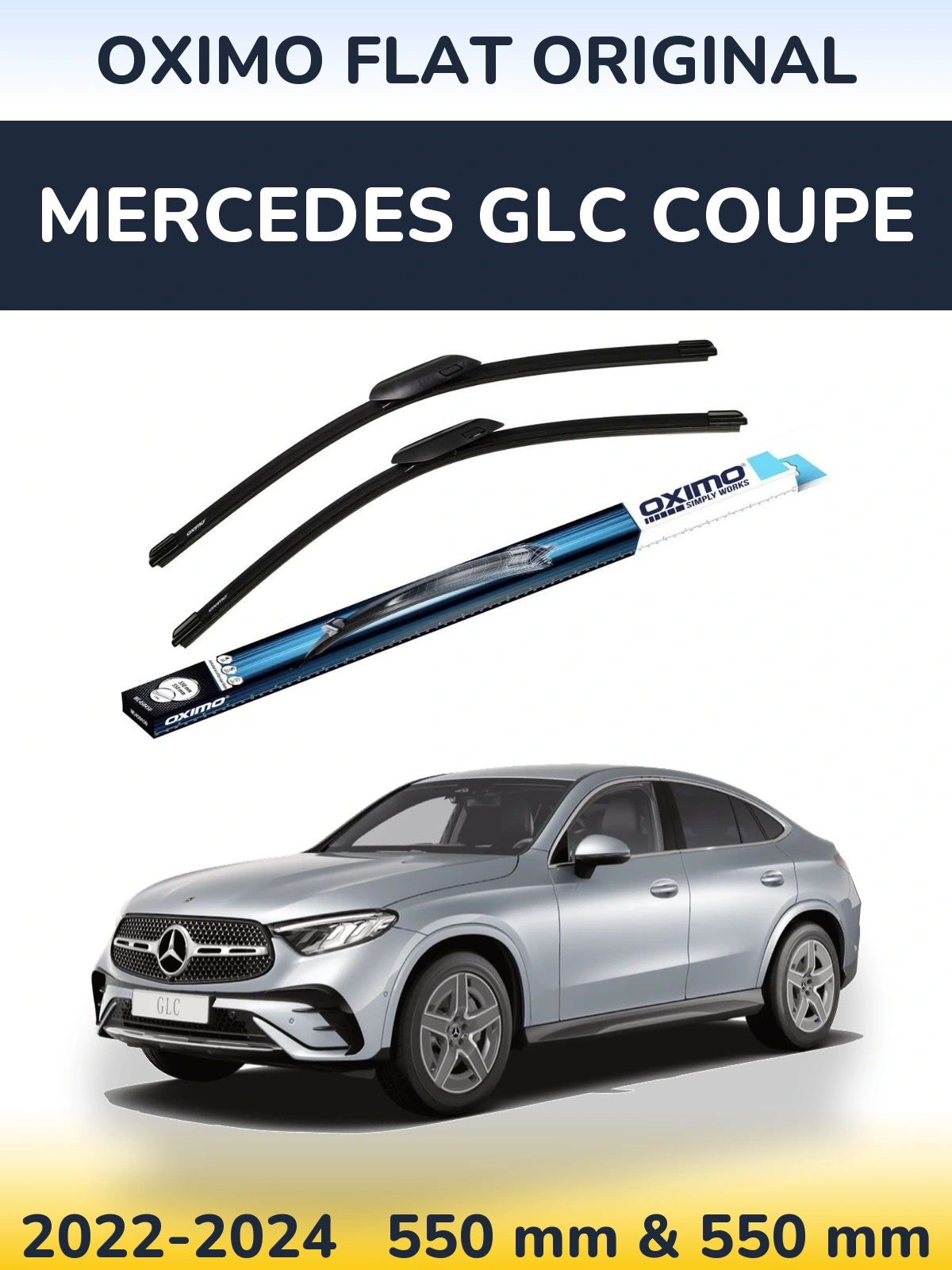 Комплект передніх щіток Oximo Flat Original 550 & 550 мм для Mercedes GLC Coupe 2022-2024
