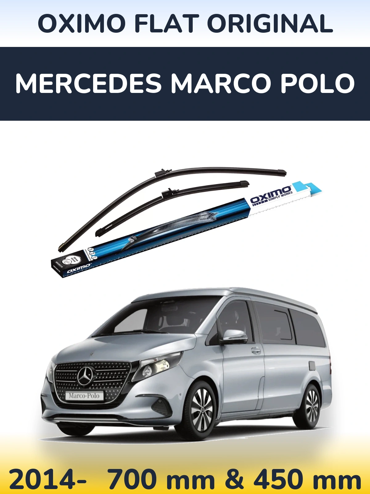 Komplet przednich wycieraczek Oximo Flat Original 700 & 450 mm do Mercedes Marco Polo 2014-2026