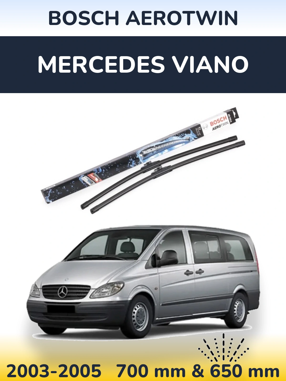 Front wiper blade set BOSCH AeroTwin 700 & 650 mm for Mercedes Viano 2003-2005