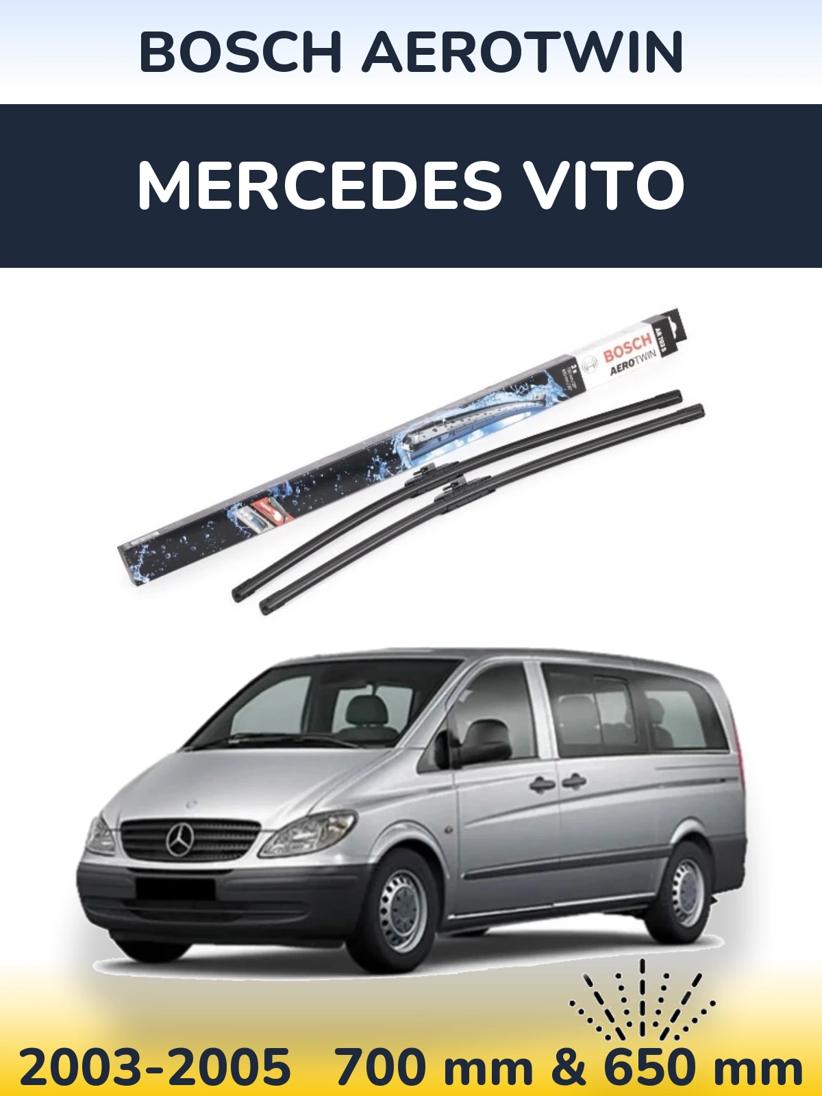 Комплект передніх щіток BOSCH AeroTwin 700 & 650 мм для Mercedes Vito 2003-2005