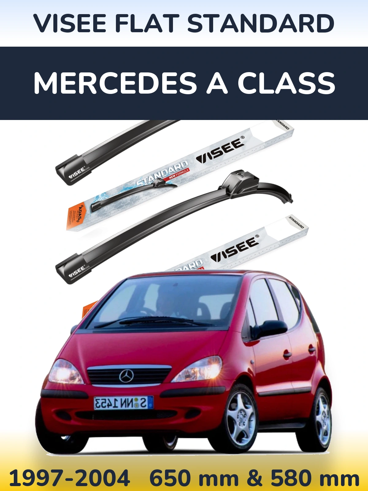 Комплект передних дворников VISEE FLAT STANDARD 650 & 580 мм для Mercedes A Class 1997-2004