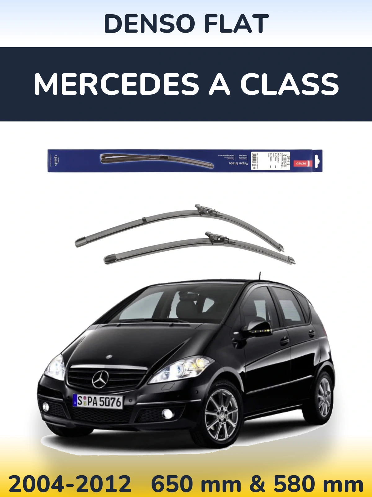 Комплект передніх щіток Denso Flat 650 & 580 мм для Mercedes A Class 2004-2012