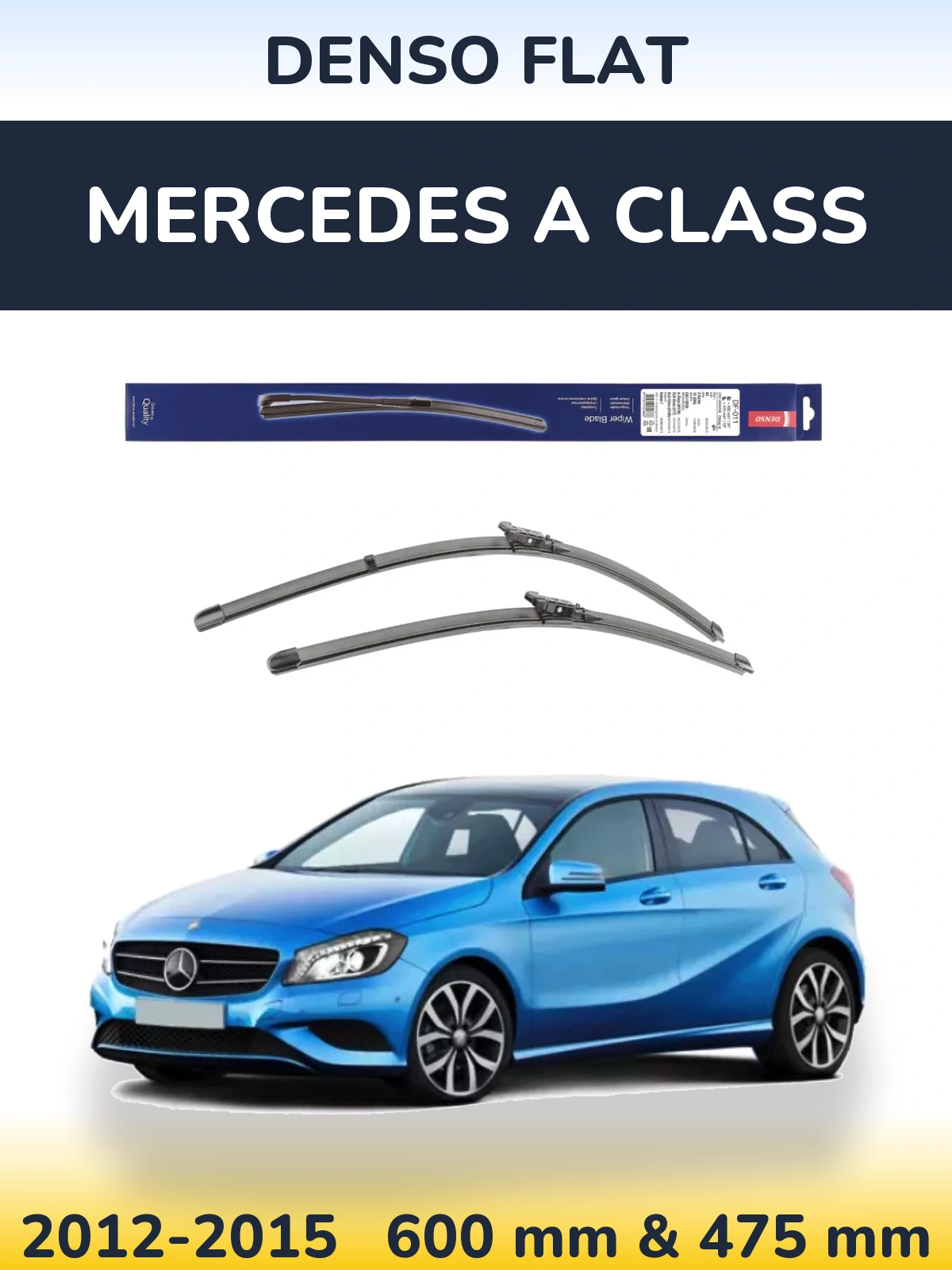 Комплект передніх щіток Denso Flat 600 & 475 мм для Mercedes A Class 2012-2015