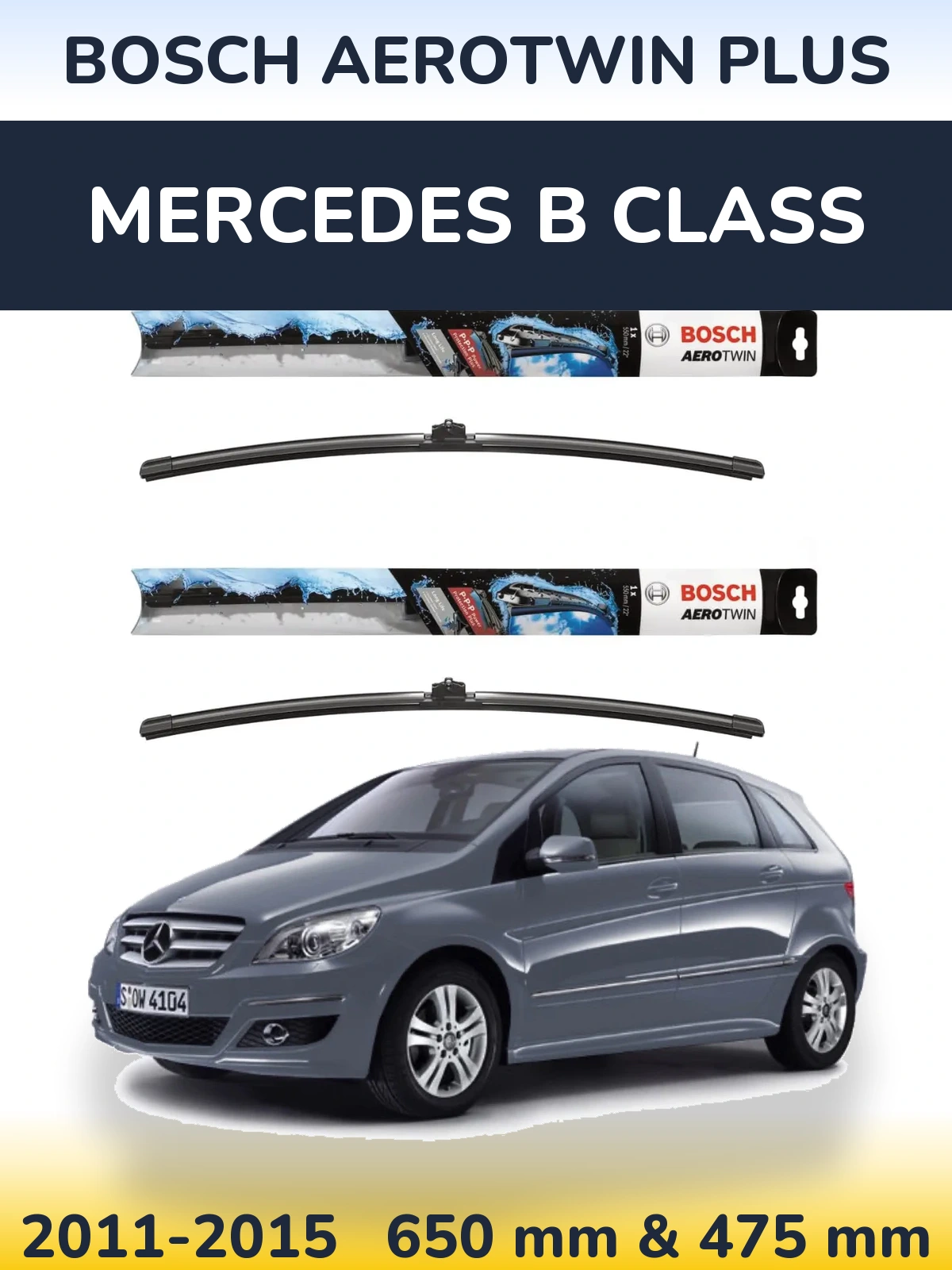 Комплект передних дворников BOSCH AeroTwin Plus 650 & 475 мм для Mercedes B Class 2011-2015