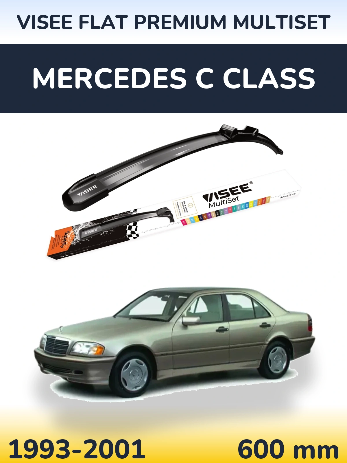 Передний дворник VISEE FLAT PREMIUM MultiSet 600 мм для Mercedes C Class 1993-2001