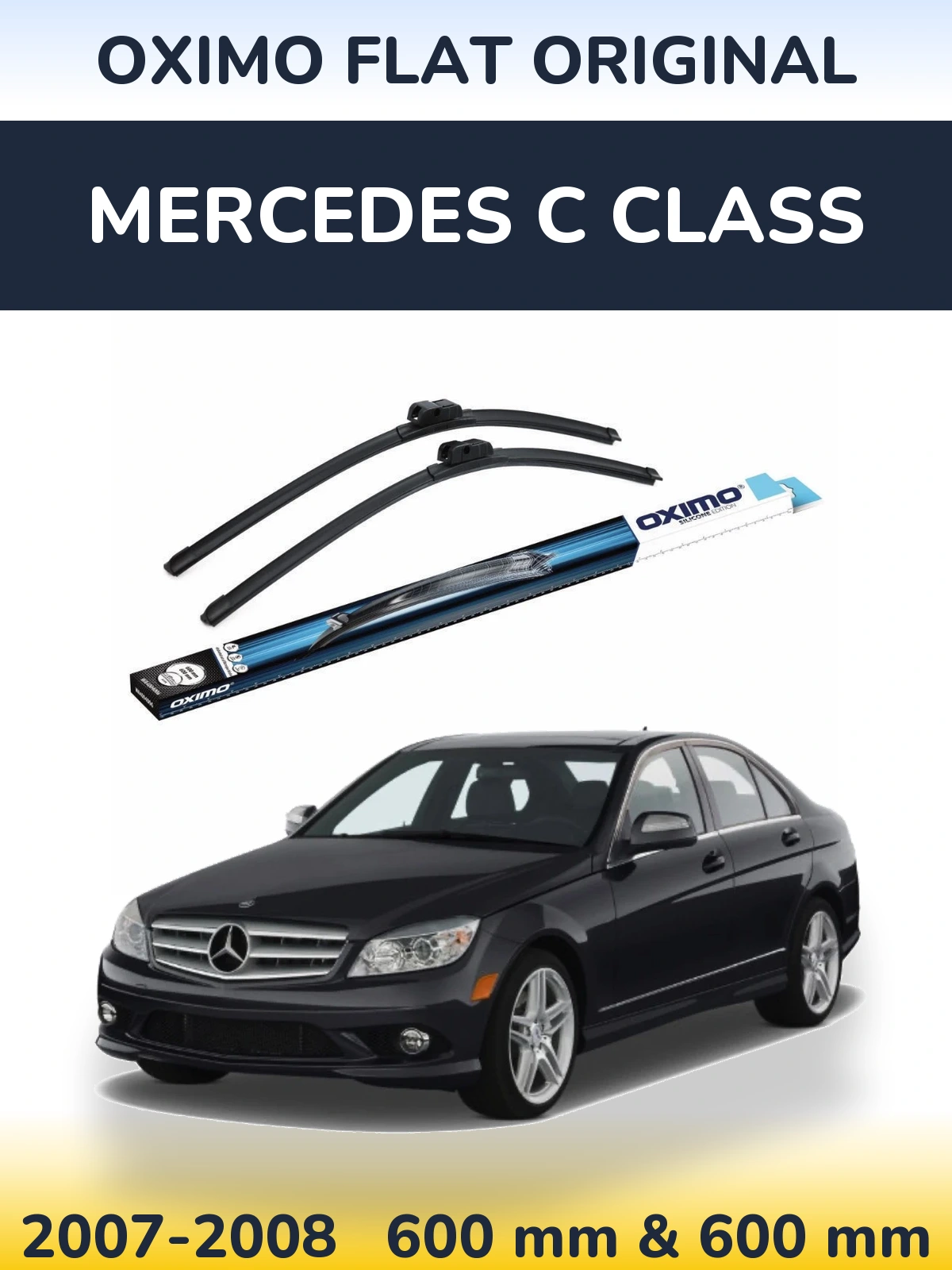 Комплект передніх щіток Oximo Flat Original 600 & 600 мм для Mercedes C Class 2007-2008