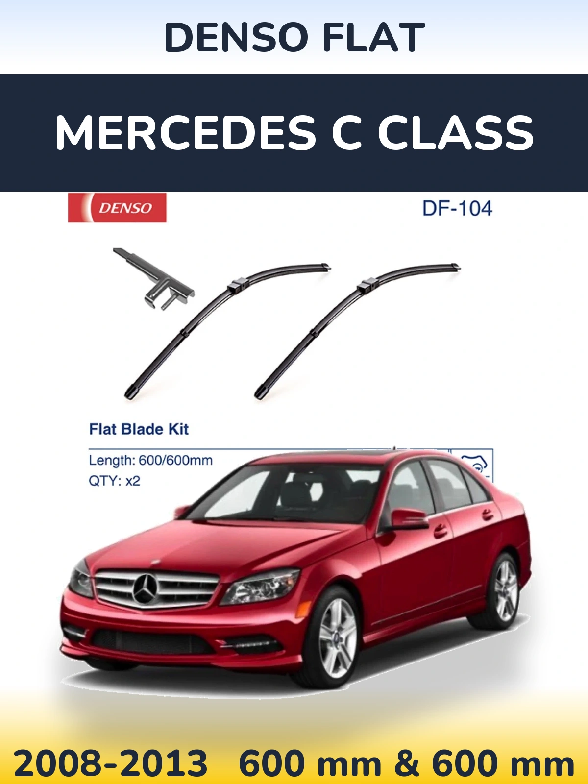 Komplet przednich wycieraczek Denso Flat 600 & 600 mm do Mercedes Klasa C 2008-2013