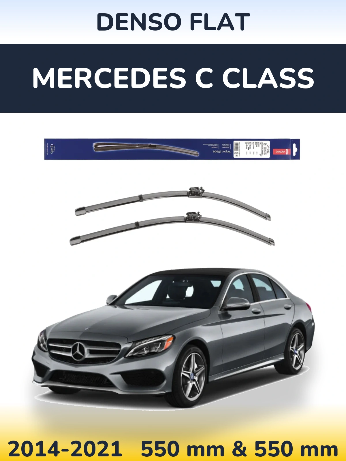 Front wiper blade set Denso Flat 550 & 550 mm for Mercedes C Class 2014-2021