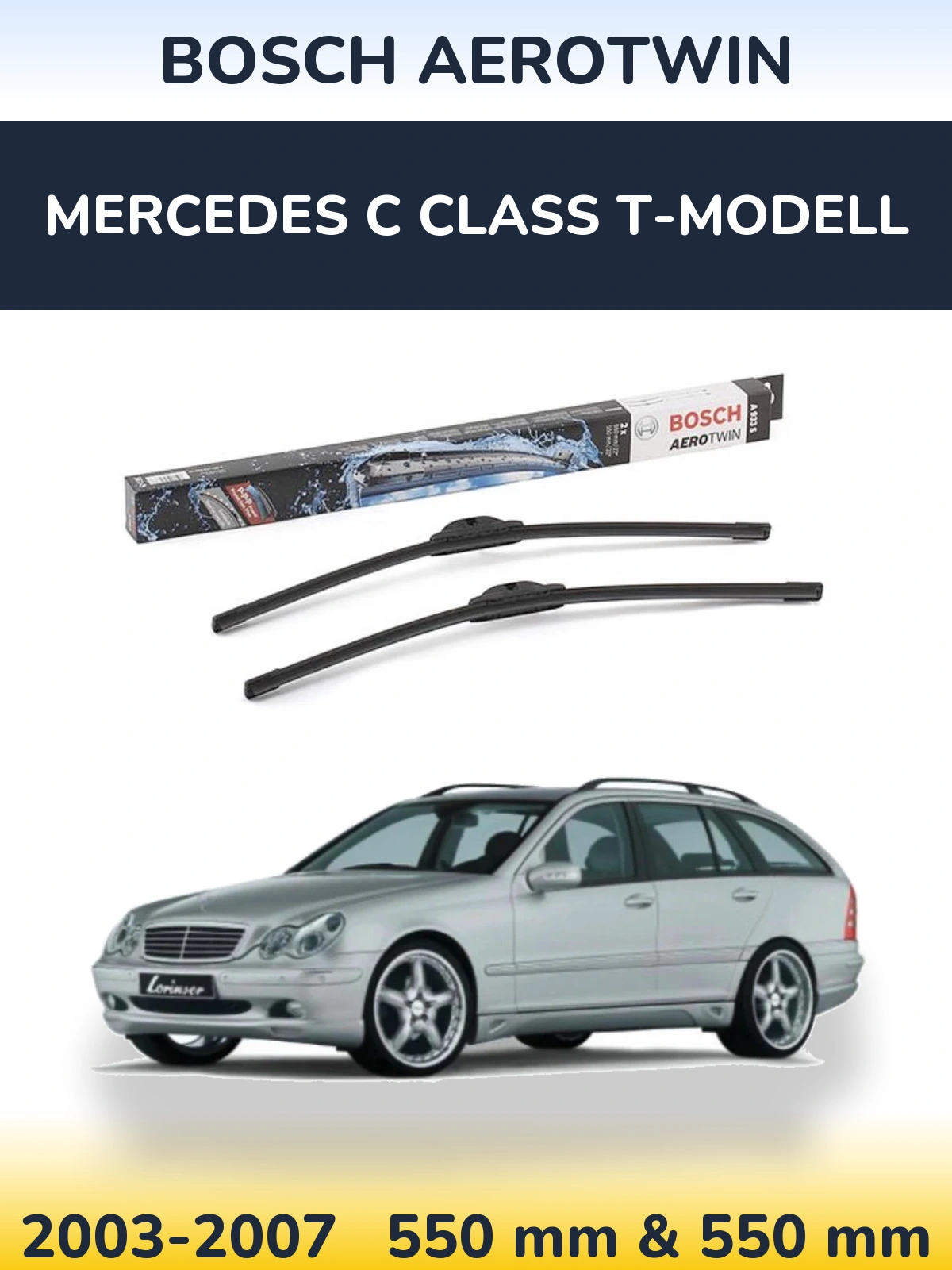Комплект передніх щіток BOSCH AeroTwin 550 & 550 мм для Mercedes C Class T-Модельl 2003-2007