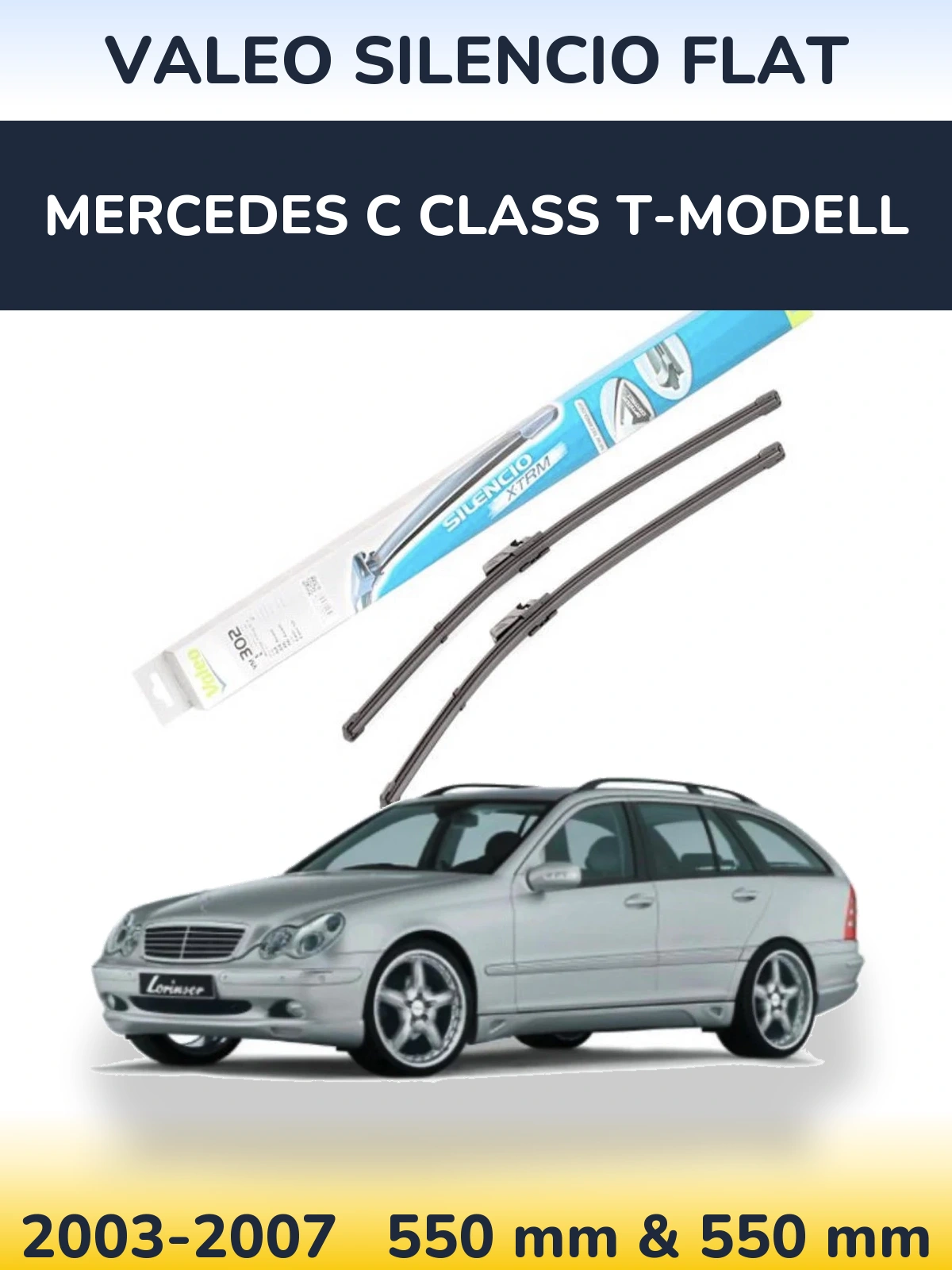 Комплект передніх щіток Valeo Silencio Flat 550 & 550 мм для Mercedes C Class T-Модельl 2003-2007