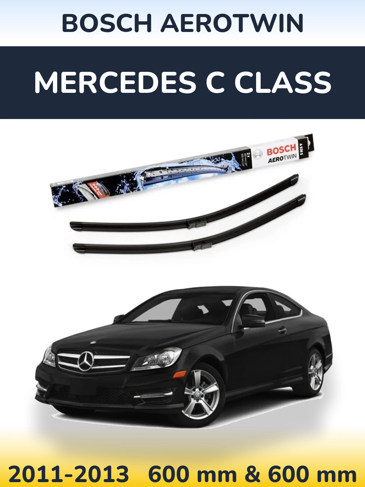 Комплект передніх щіток BOSCH AeroTwin 600 & 600 мм для Mercedes C Class 2011-2013