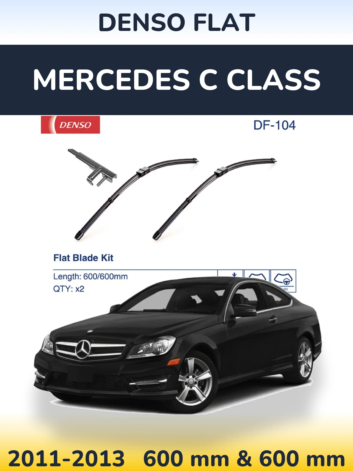 Комплект передних дворников Denso Flat 600 & 600 мм для Mercedes C Class 2011-2013