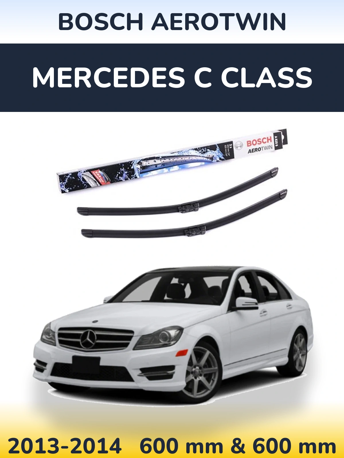 Komplet przednich wycieraczek BOSCH AeroTwin 600 & 600 mm do Mercedes Klasa C 2013-2014