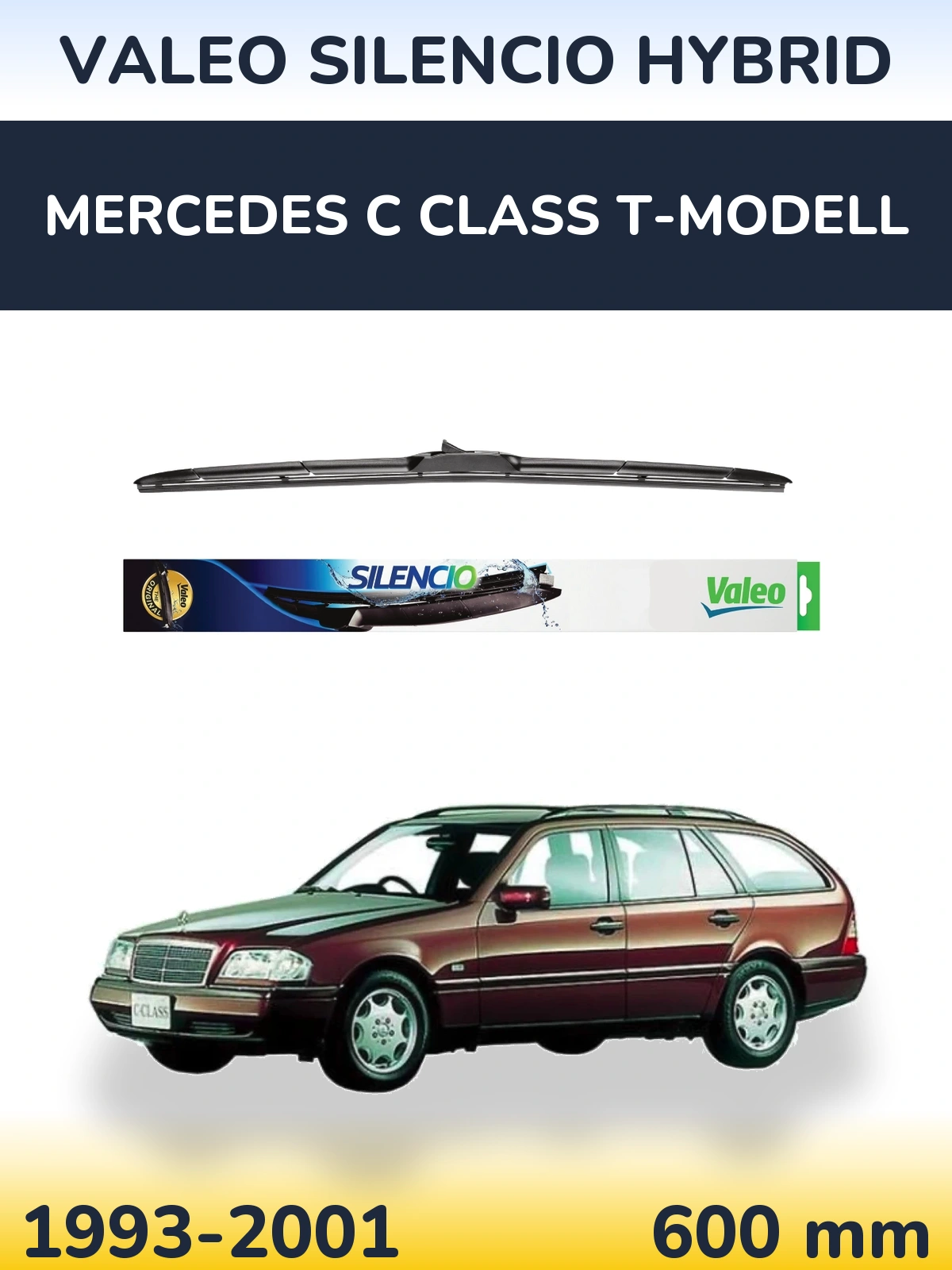 Передня щітка Valeo Silencio Hybrid 600 мм для Mercedes C Class T-Модельl 1993-2001