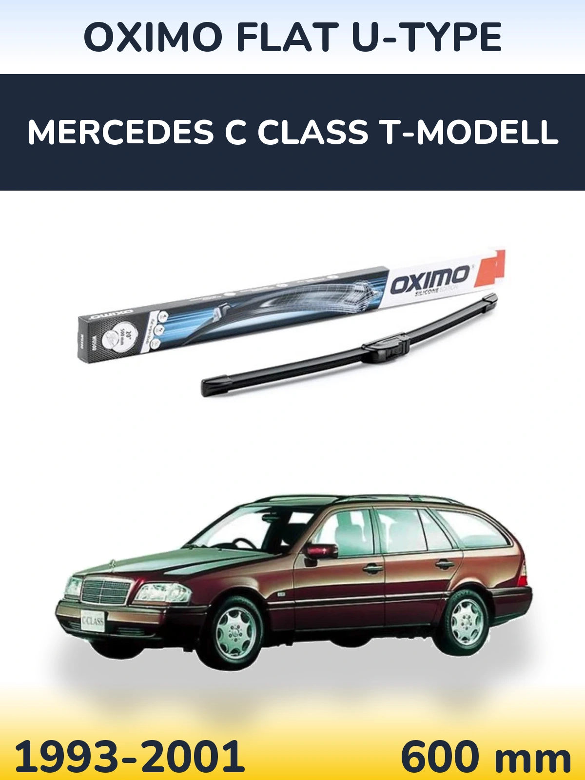Передня щітка Oximo Flat U-type 600 мм для Mercedes C Class T-Модельl 1993-2001