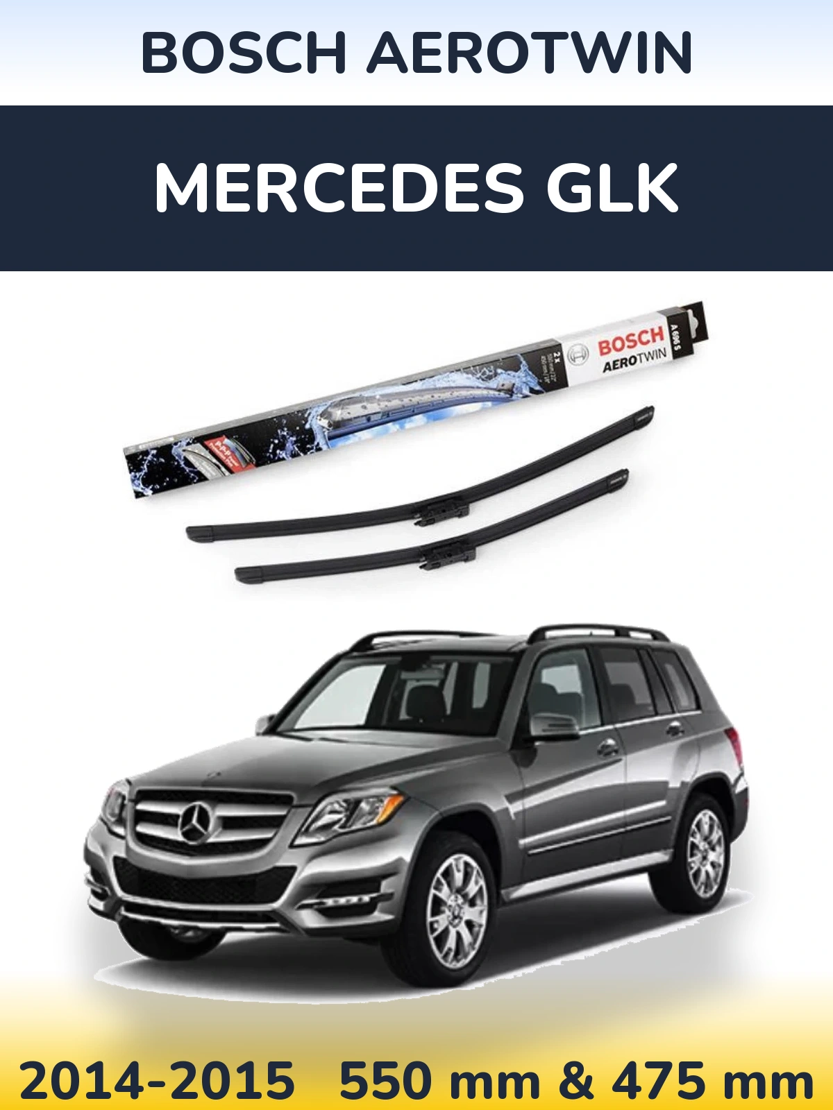 Комплект передніх щіток BOSCH AeroTwin 550 & 450 мм для Mercedes GLK 2014-2015