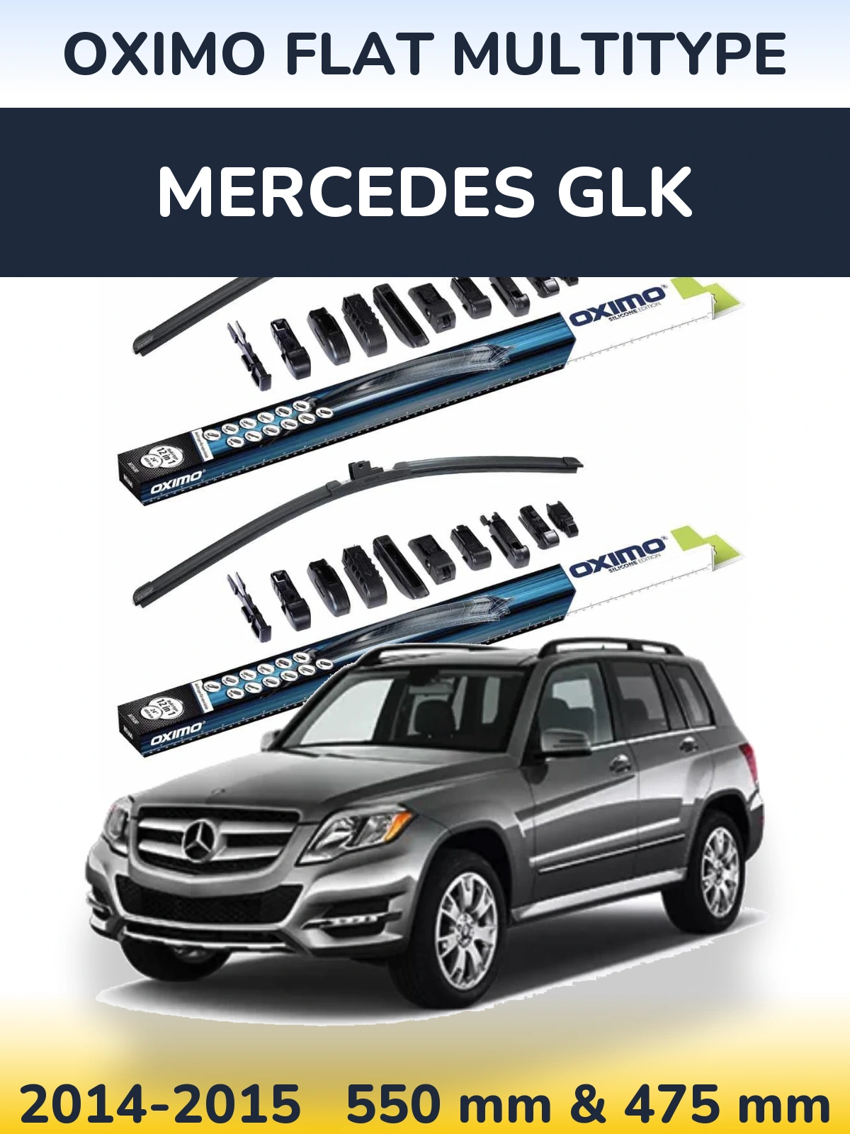 Комплект передніх щіток Oximo Flat MultiТипe 550 & 475 мм для Mercedes GLK 2014-2015