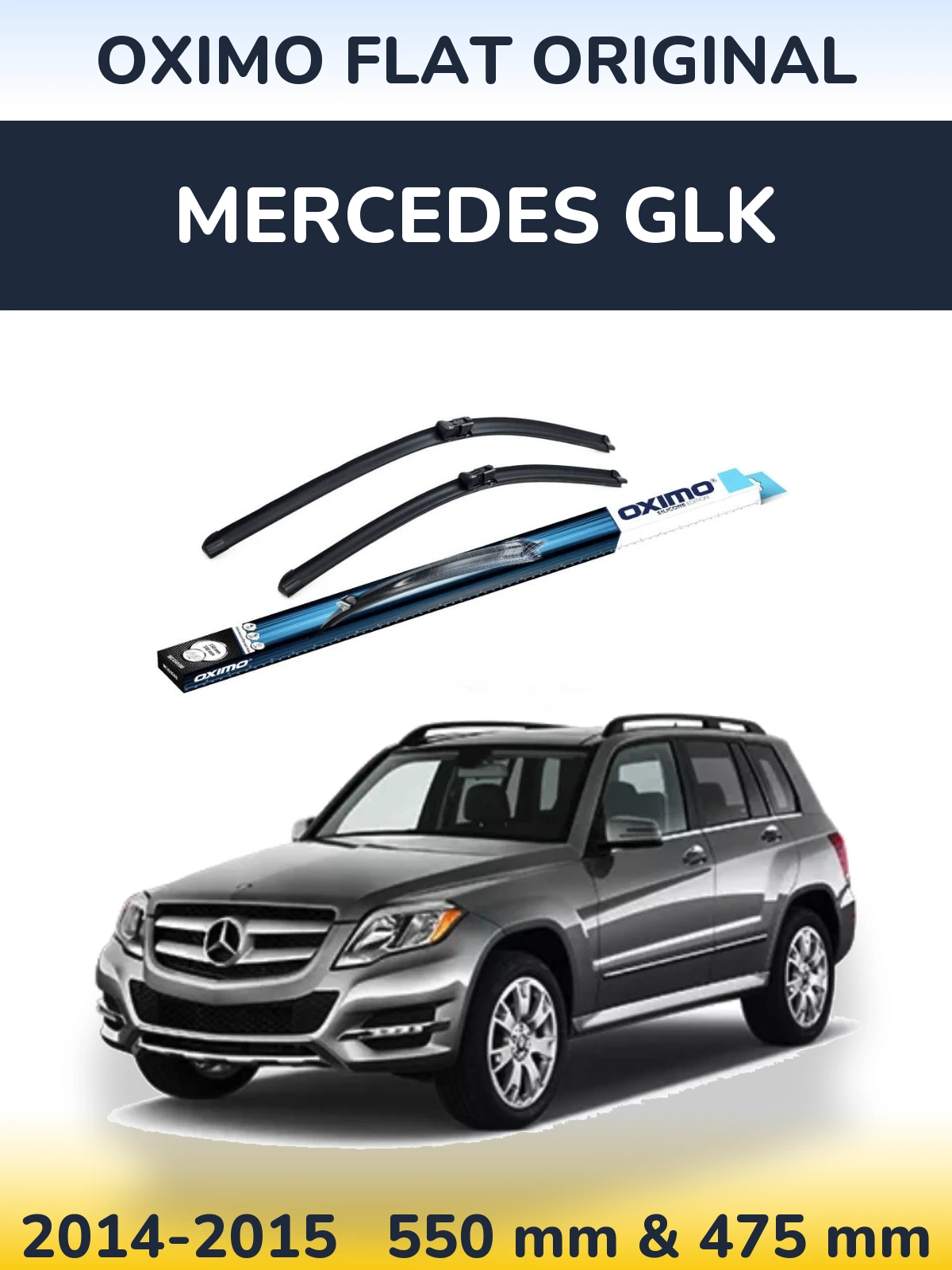 Front wiper blade set Oximo Flat Original 550 & 500 mm for Mercedes GLK 2014-2015