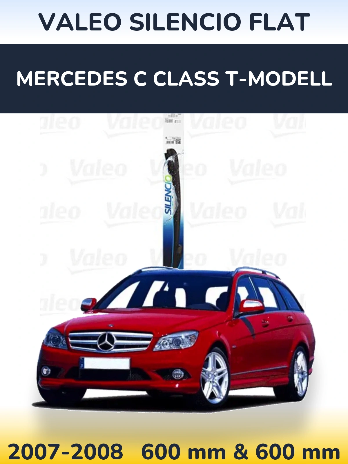 Комплект передних дворников Valeo Silencio Flat 600 & 600 мм для Mercedes C Class T-Модельl 2007-2008