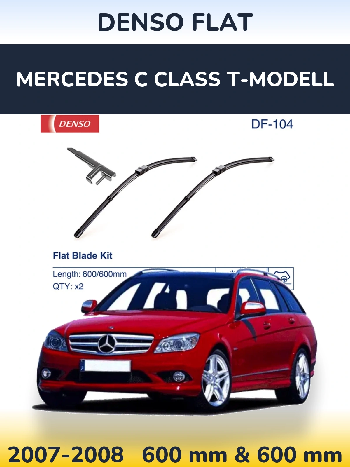 Комплект передних дворников Denso Flat 600 & 600 мм для Mercedes C Class T-Модельl 2007-2008