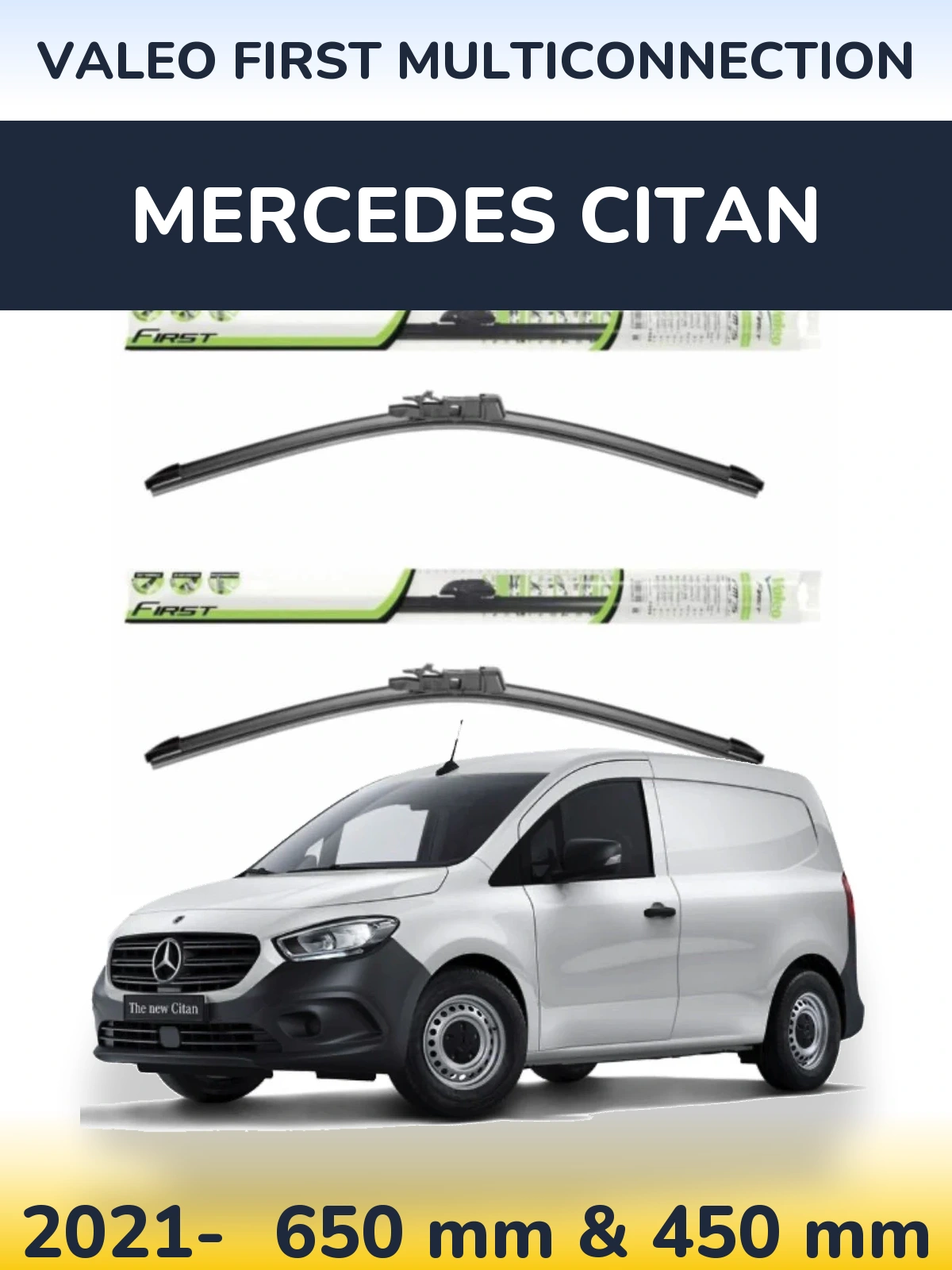 Комплект передніх щіток Valeo First MultiConnection 650 & 450 мм для Mercedes Citan 2021-2026