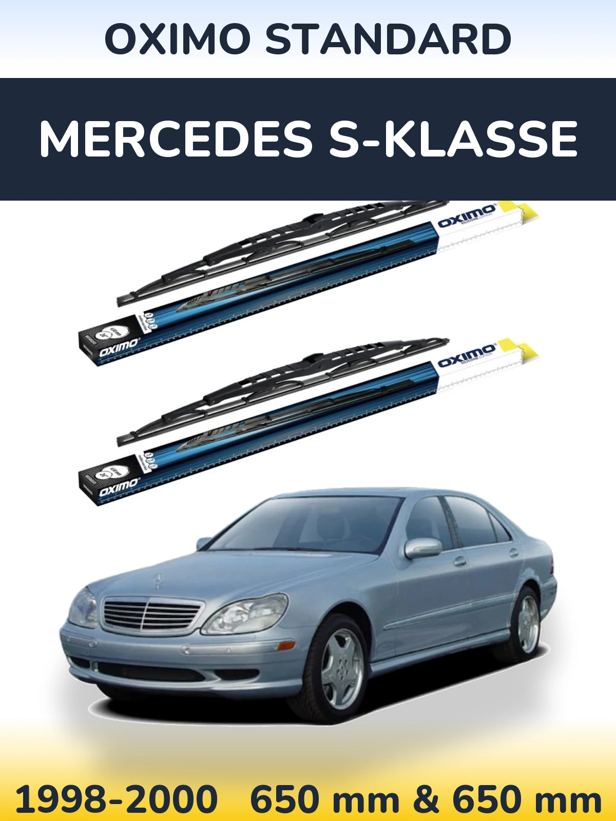 Комплект передніх щіток Oximo Standard 650 & 650 мм для Mercedes S-Klasse 1998-2000