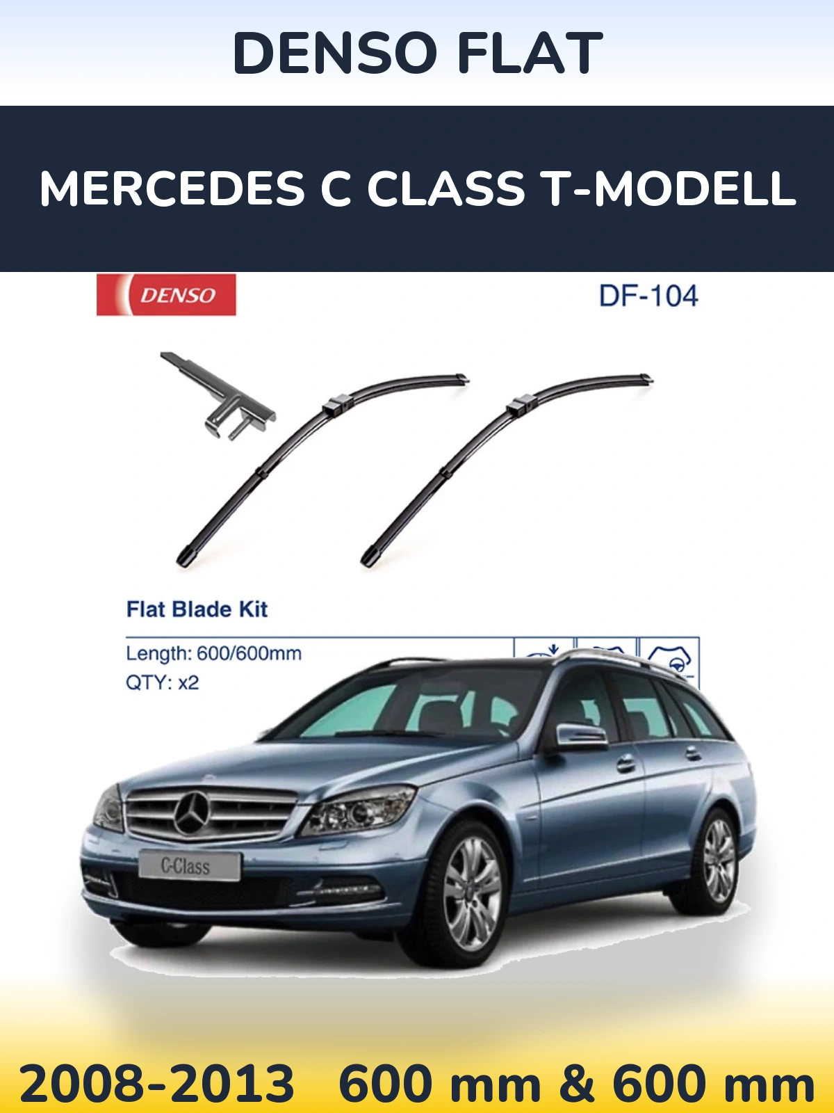 Комплект передних дворников Denso Flat 600 & 600 мм для Mercedes C Class T-Модельl 2008-2013