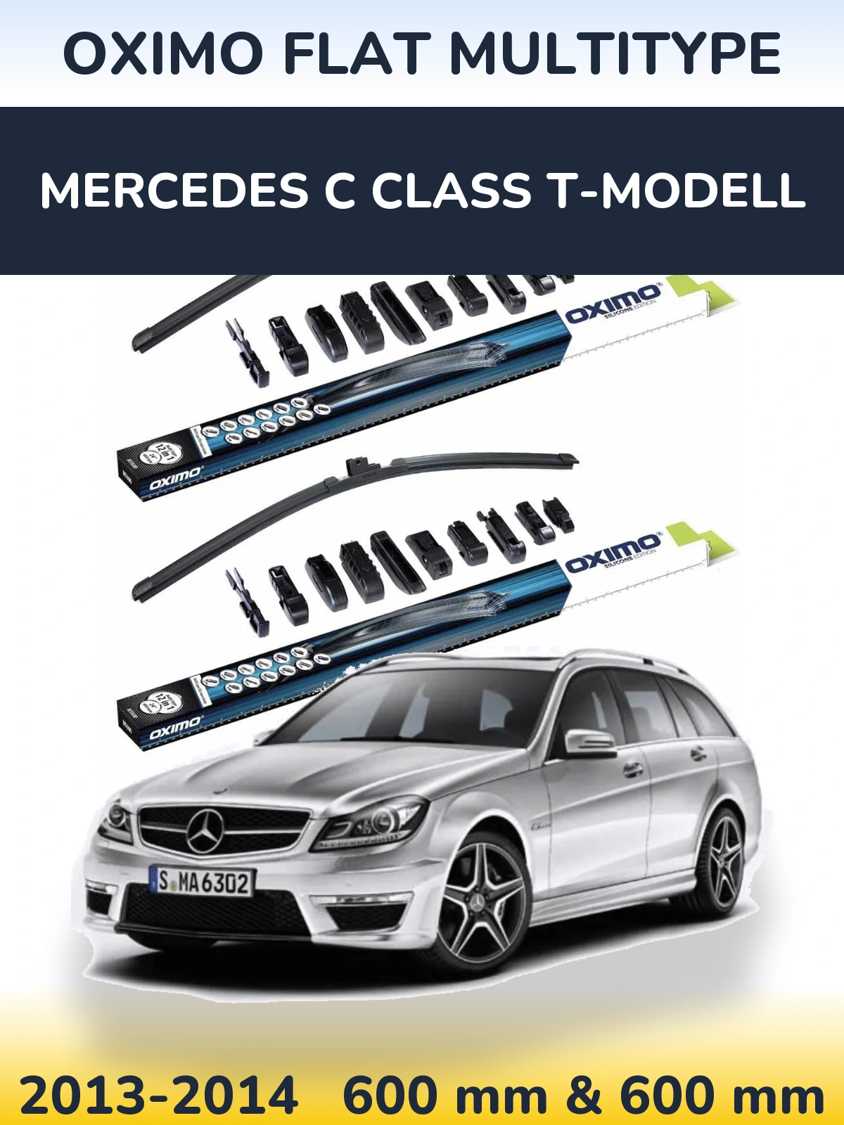 Komplet przednich wycieraczek Oximo Flat MultiType 600 & 600 mm do Mercedes Klasa C T-Modell 2013-2014