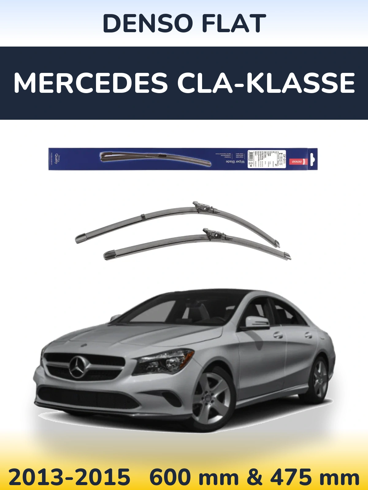 Комплект передніх щіток Denso Flat 600 & 475 мм для Mercedes CLA-Klasse 2013-2015