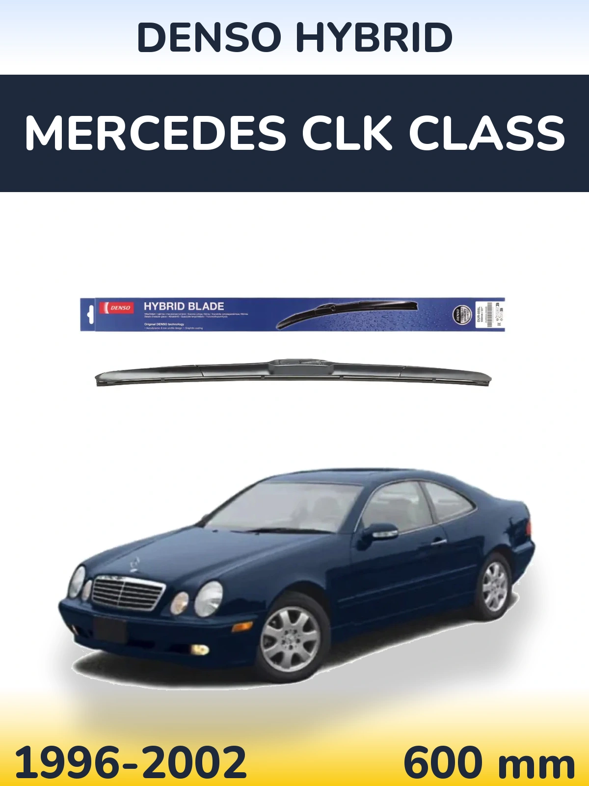 Front wiper blade Denso Hybrid 600 mm for Mercedes CLK Class 1996-2002