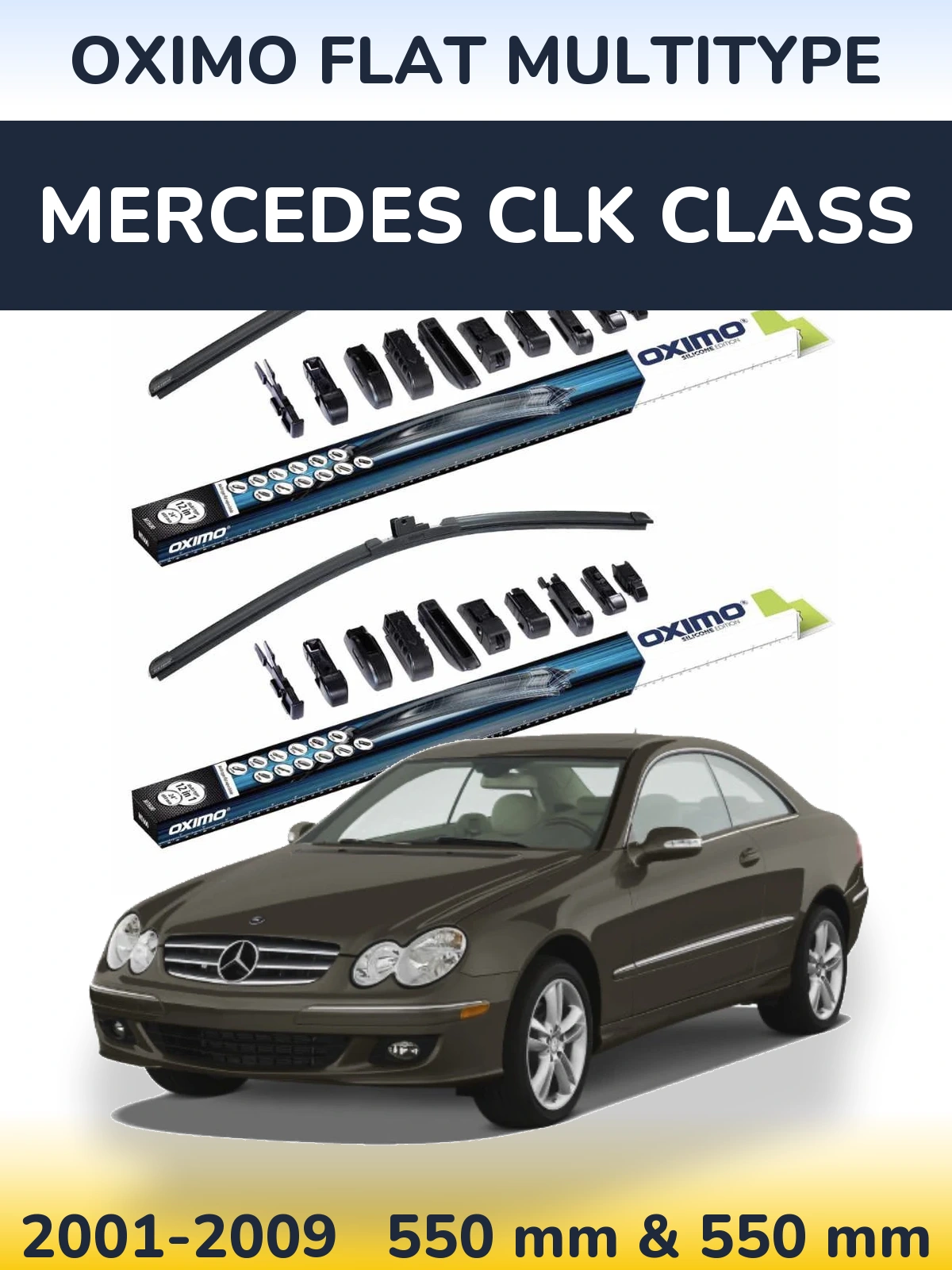 Комплект передних дворников Oximo Flat MultiТипe 550 & 550 мм для Mercedes CLK Class 2001-2009