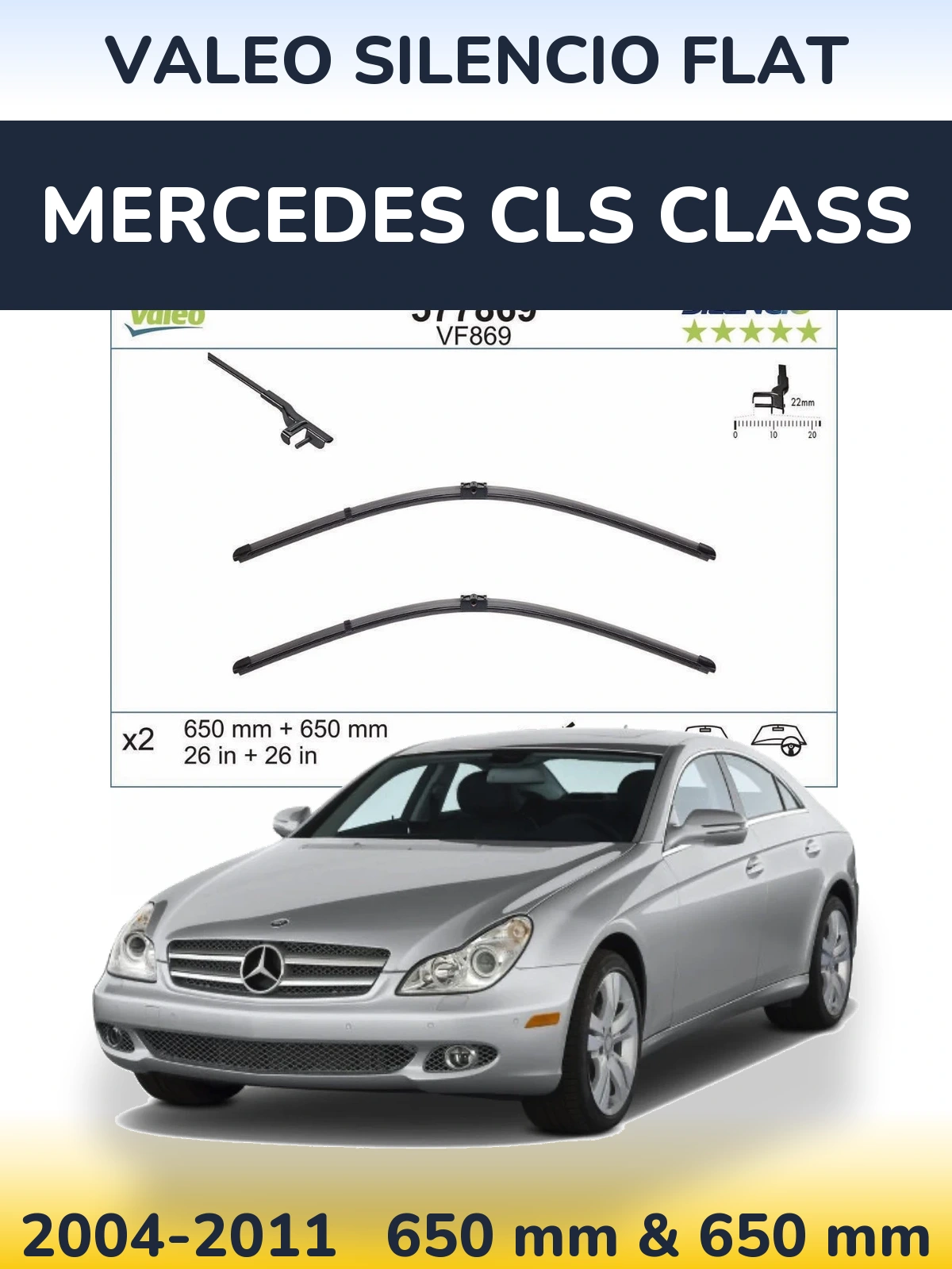 Komplet przednich wycieraczek Valeo Silencio Flat 680 & 680 mm do Mercedes Klasa CLS 2004-2011