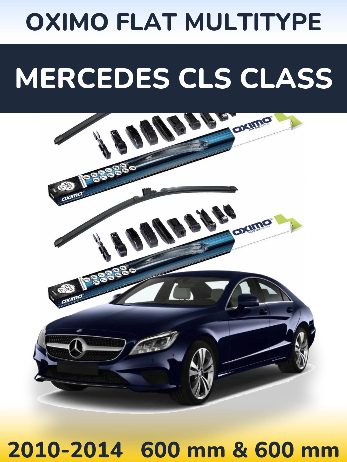Комплект передних дворников Oximo Flat MultiТипe 600 & 600 мм для Mercedes CLS Class 2010-2014