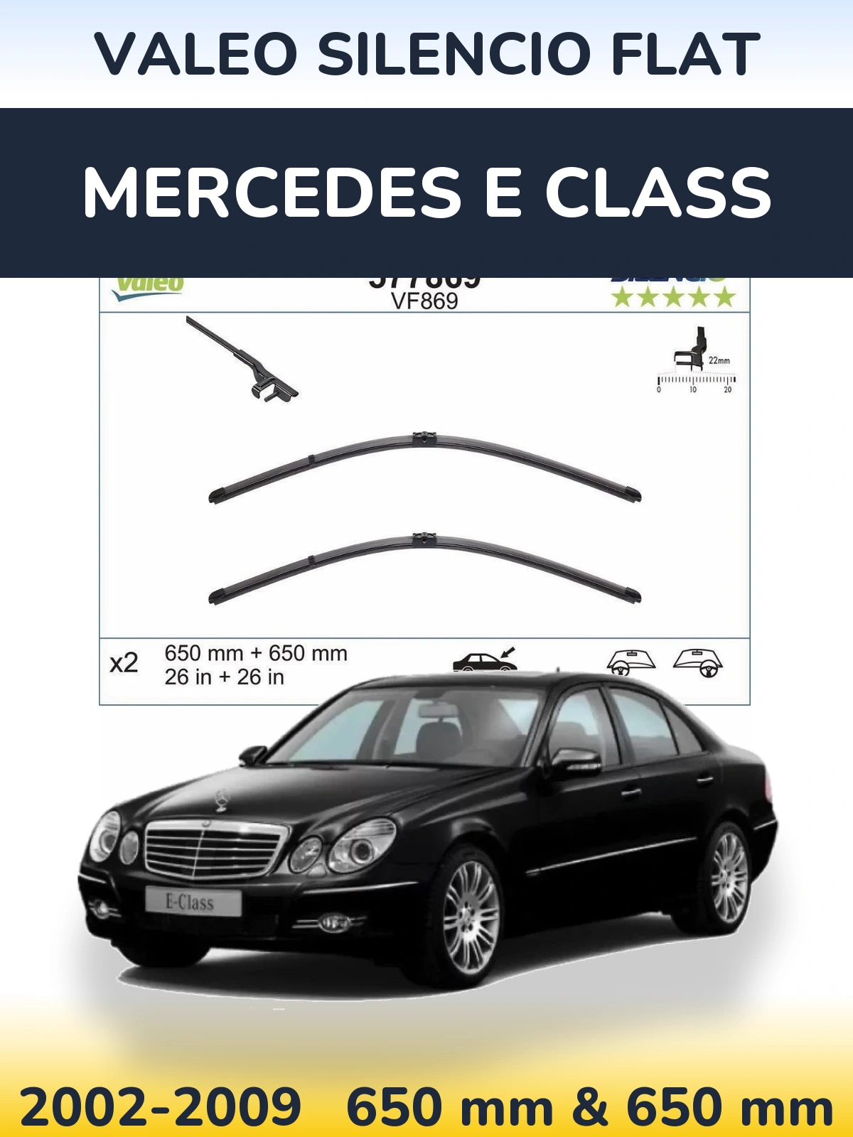 Komplet przednich wycieraczek Valeo Silencio Flat 680 & 680 mm do Mercedes Klasa E 2002-2009