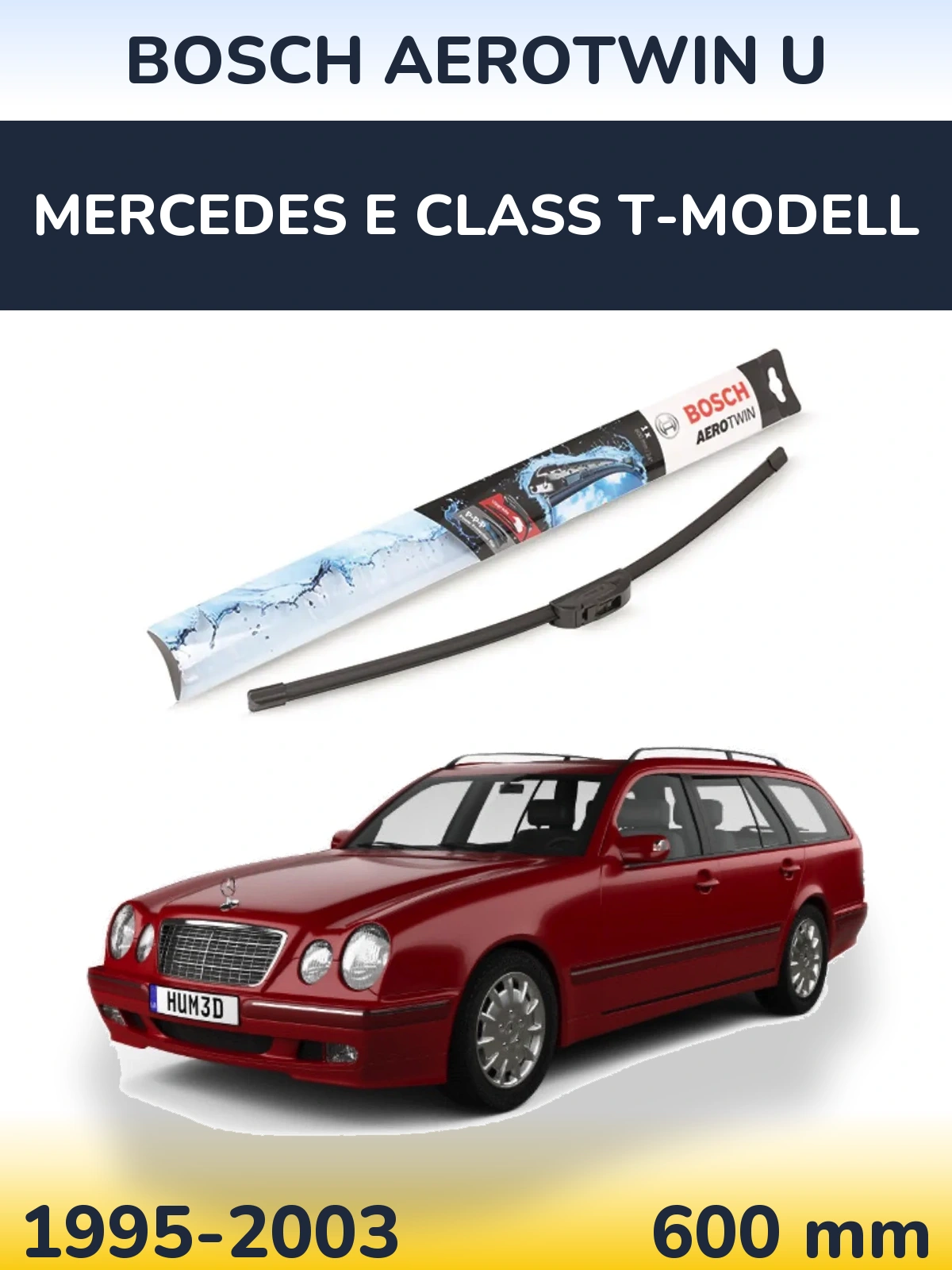 Передня щітка BOSCH AeroTwin U 600 мм для Mercedes E Class T-Модельl 1995-2003