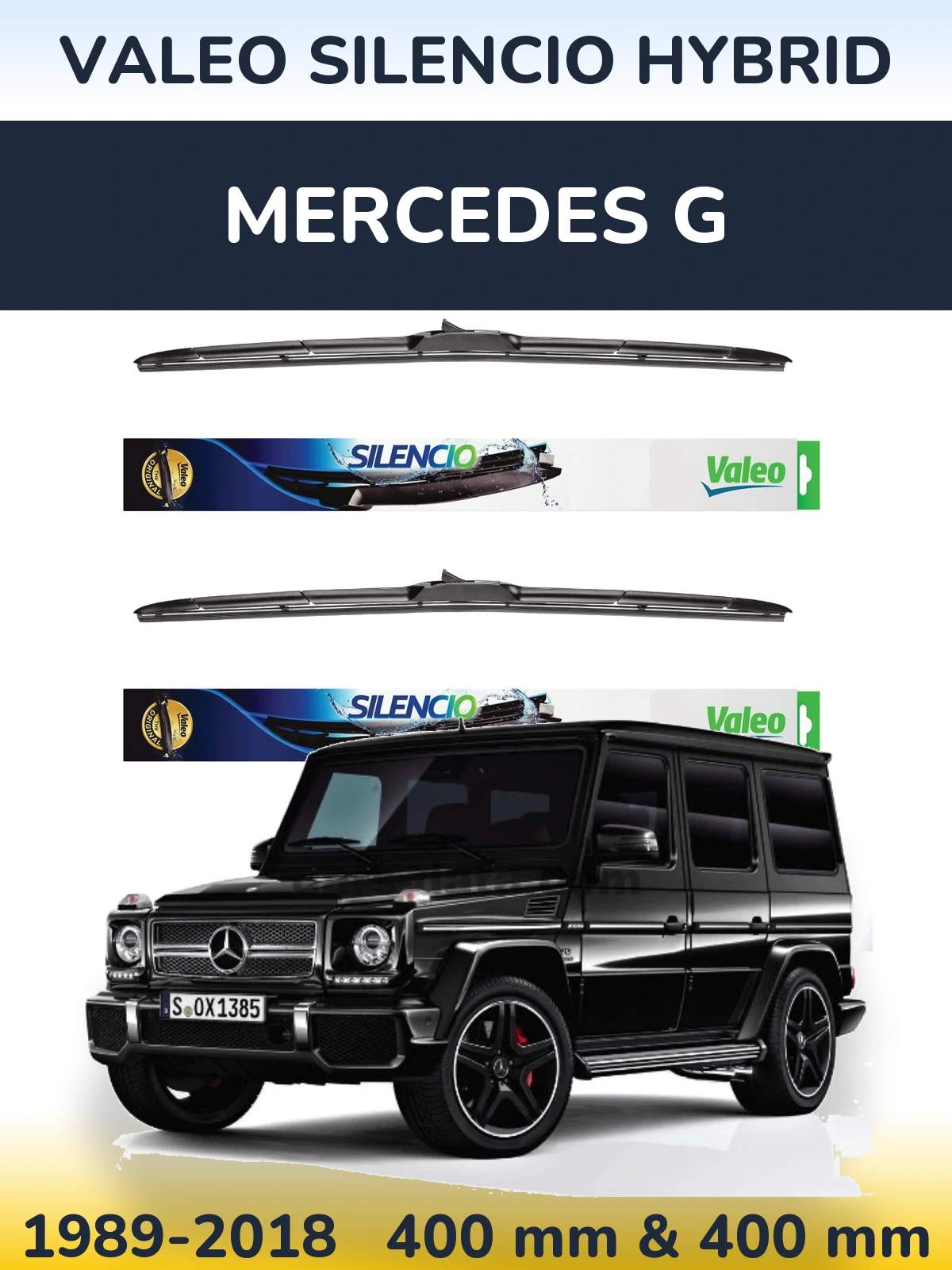 Комплект передніх щіток Valeo Silencio Hybrid 400 & 400 мм для Mercedes G 1989-2018