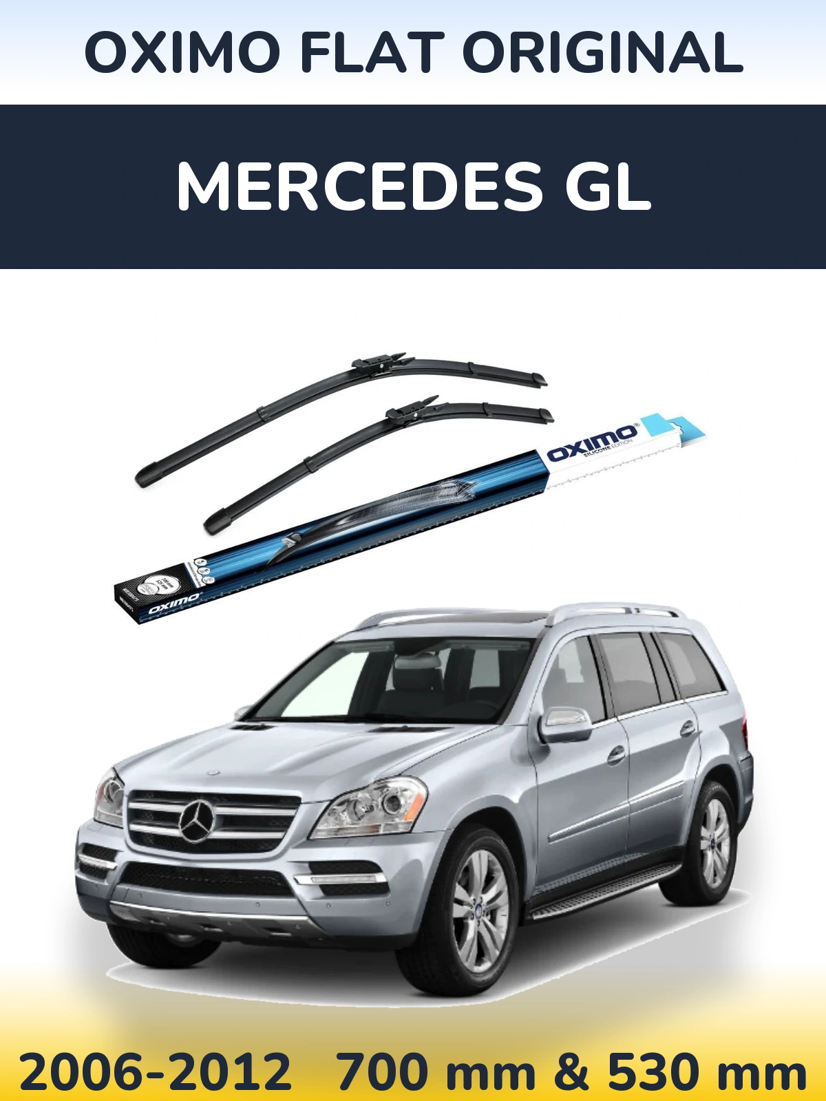 Front wiper blade set Oximo Flat Original 700 & 530 mm for Mercedes GL 2006-2012