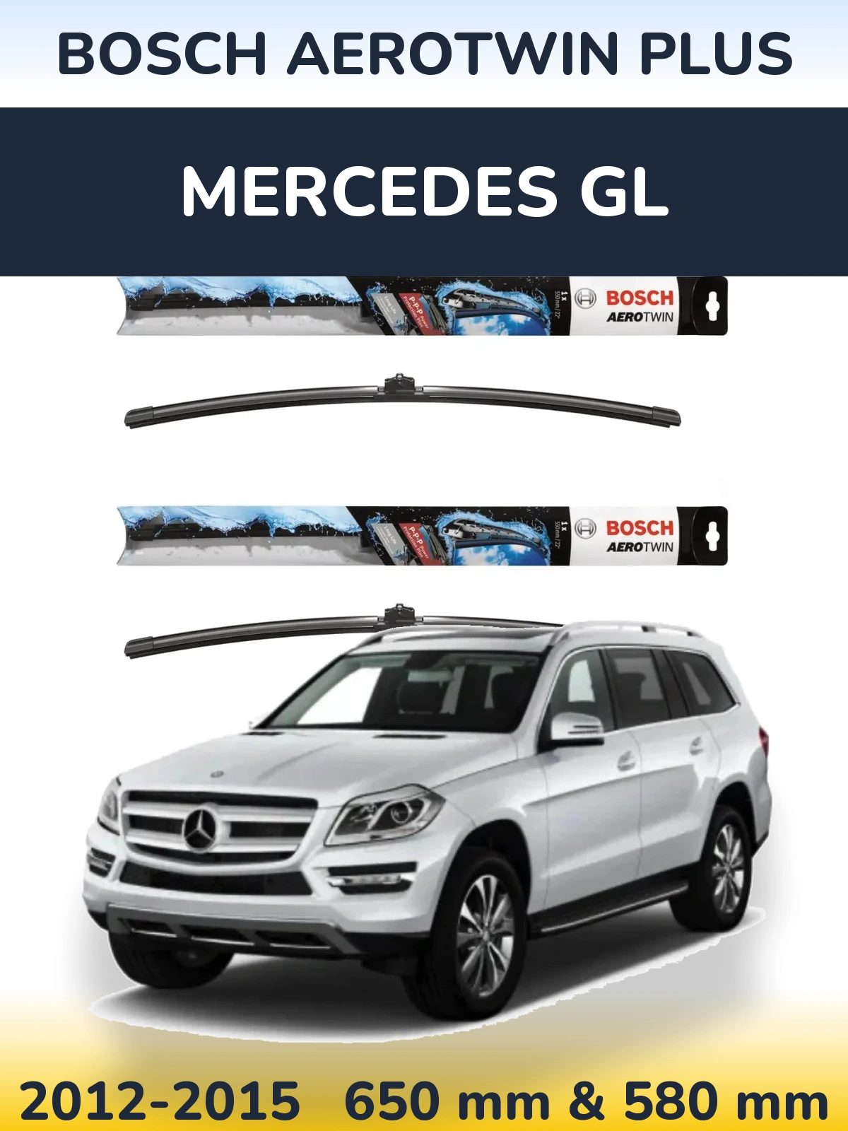 Komplet przednich wycieraczek BOSCH AeroTwin Plus 650 & 580 mm do Mercedes GL 2012-2015