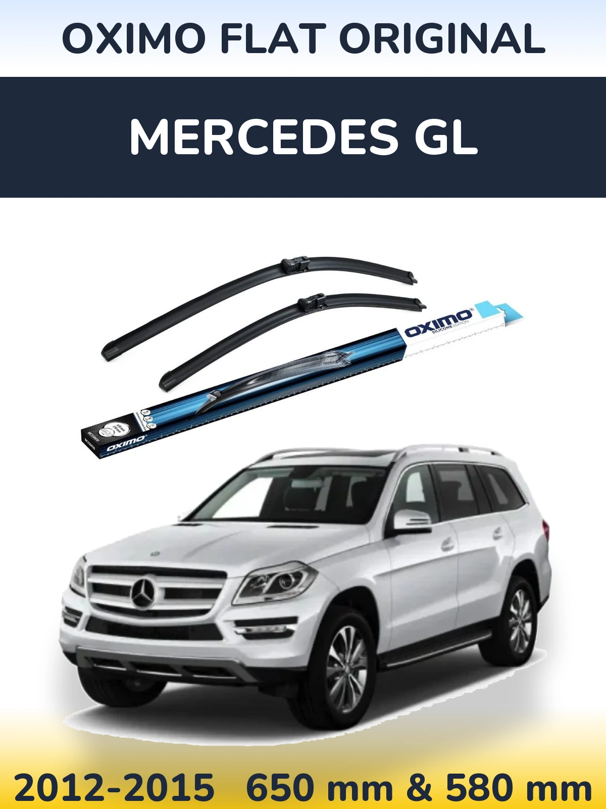 Front wiper blade set Oximo Flat Original 650 & 580 mm for Mercedes GL 2012-2015