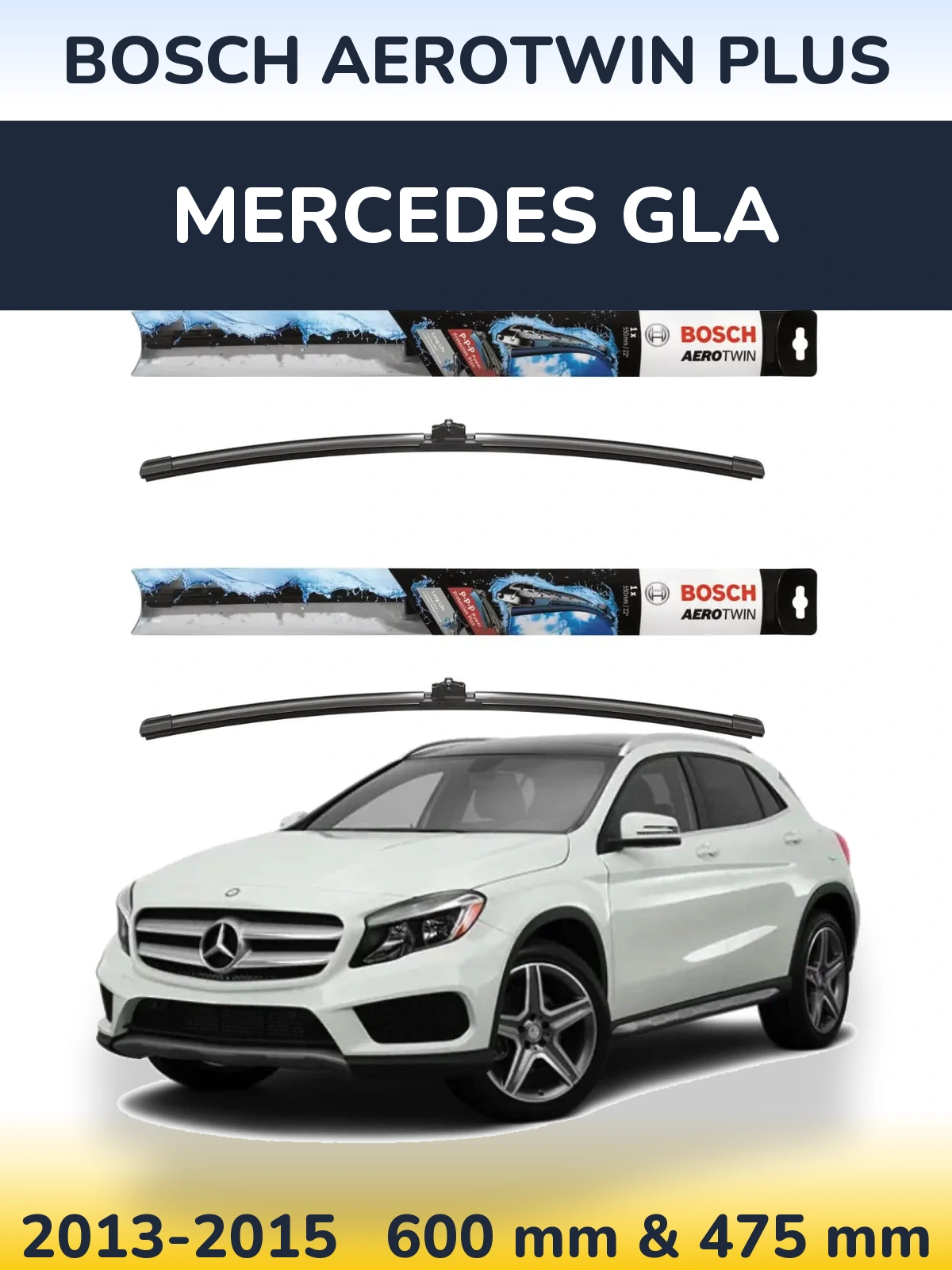 Комплект передніх щіток BOSCH AeroTwin Plus 600 & 475 мм для Mercedes GLA 2013-2015