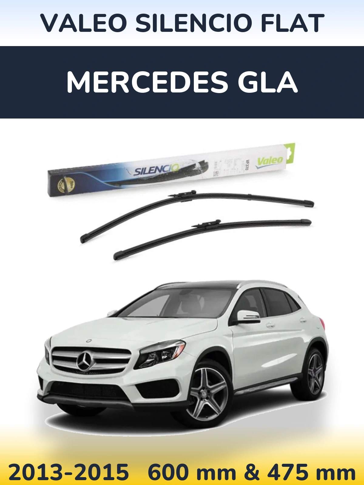 Комплект передних дворников Valeo Silencio Flat 600 & 475 мм для Mercedes GLA 2013-2015