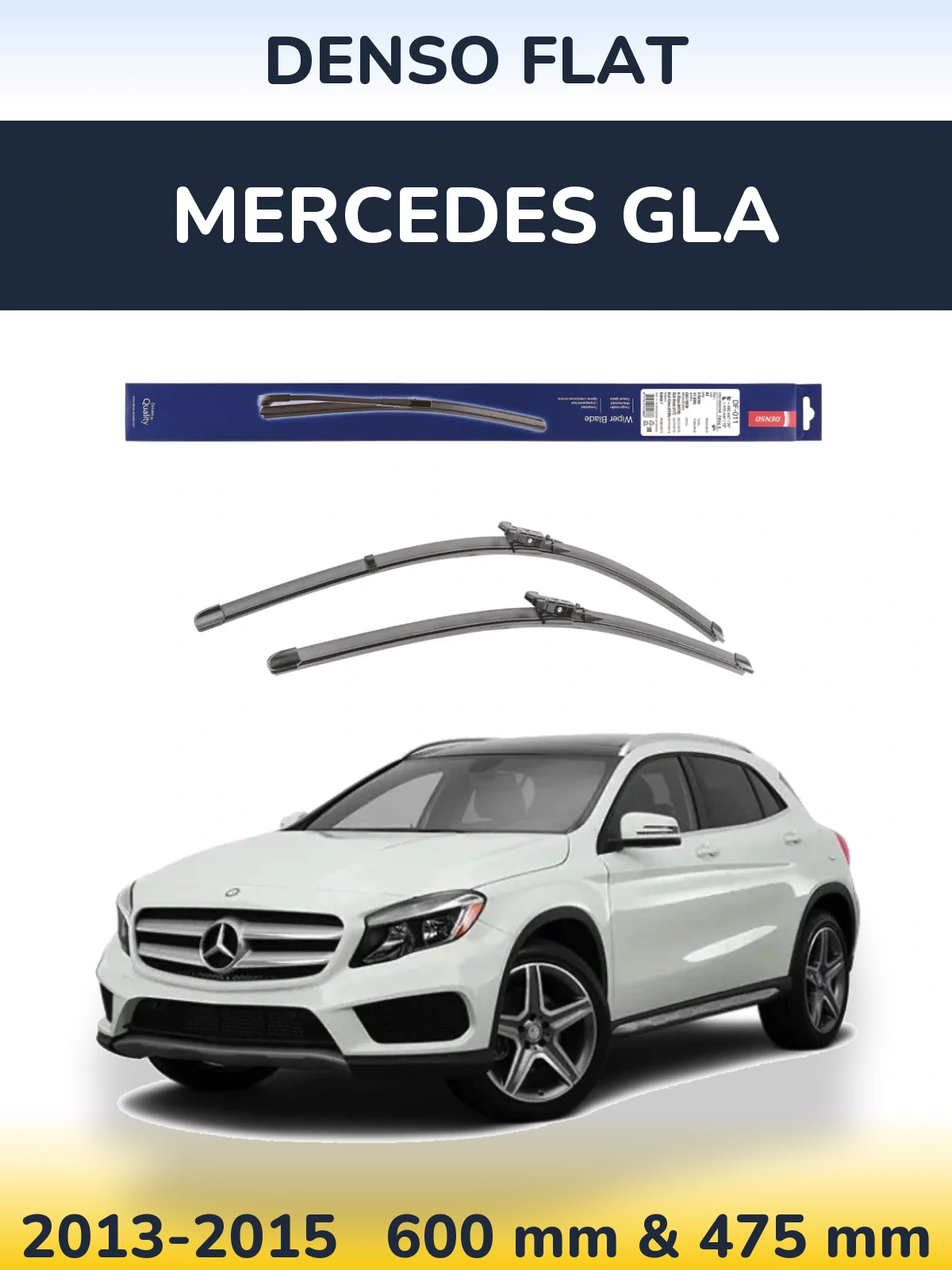 Front wiper blade set Denso Flat 600 & 475 mm for Mercedes GLA 2013-2015