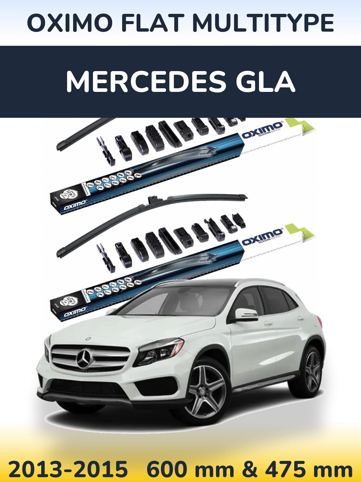 Комплект передніх щіток Oximo Flat MultiТипe 600 & 475 мм для Mercedes GLA 2013-2015