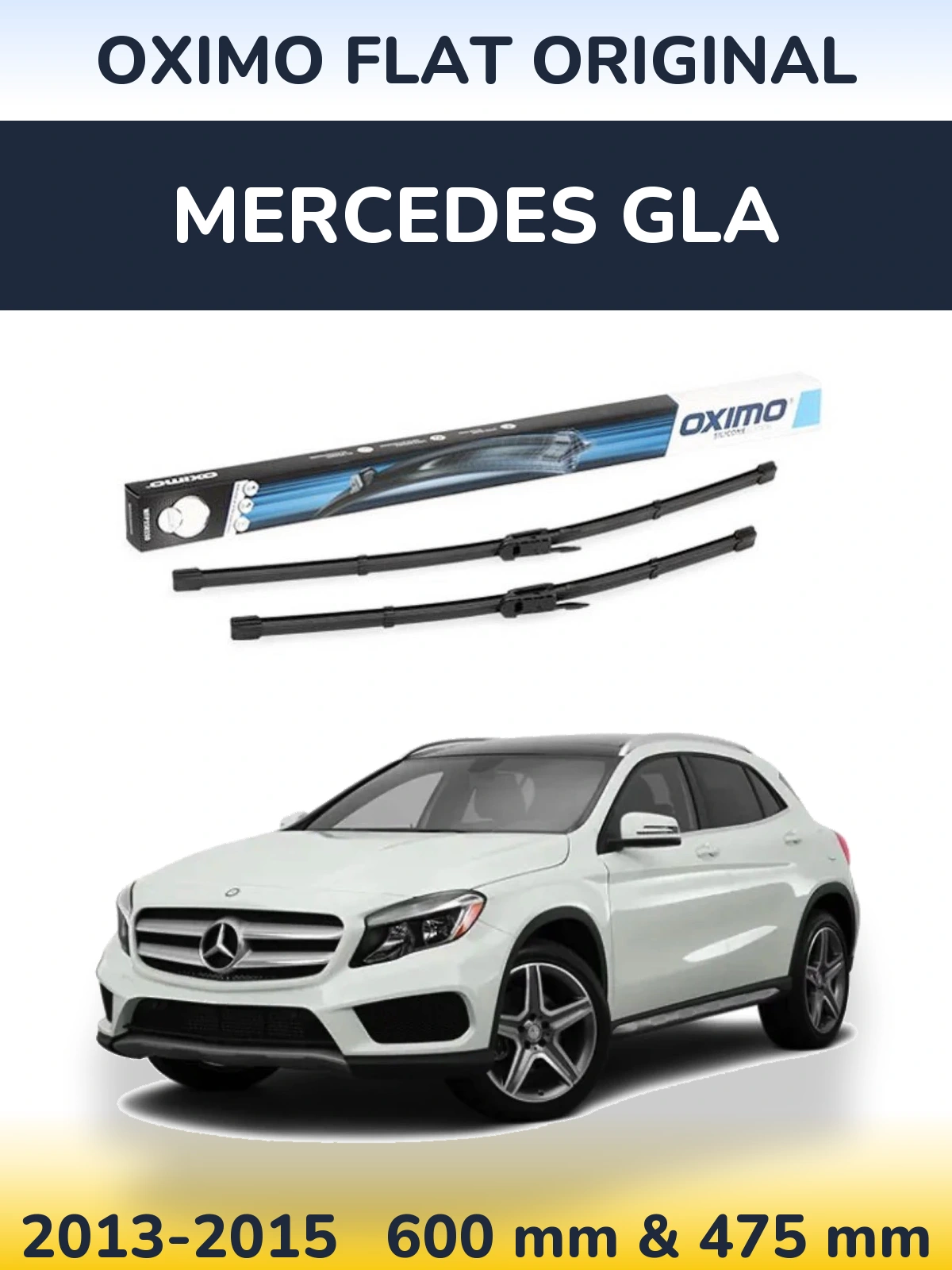 Front wiper blade set Oximo Flat Original 600 & 475 mm for Mercedes GLA 2013-2015
