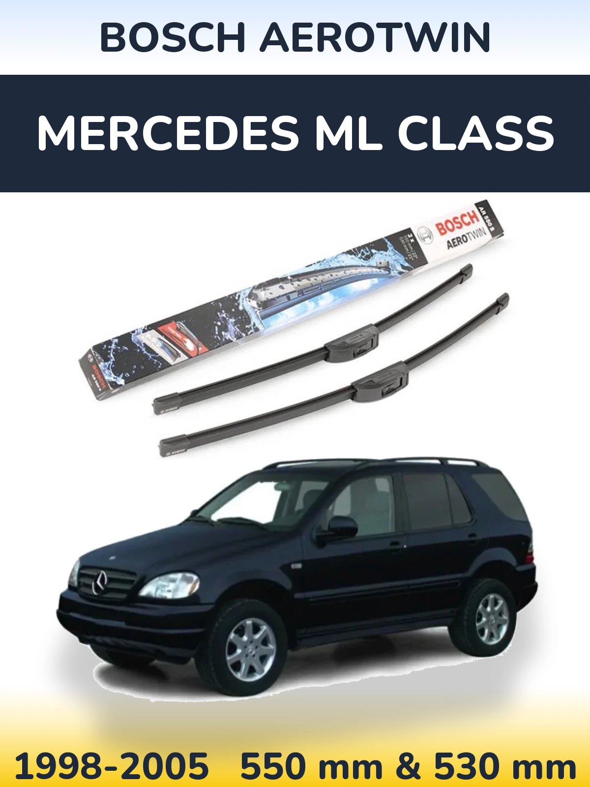 Комплект передніх щіток BOSCH AeroTwin 550 & 530 мм для Mercedes ML Class 1998-2005