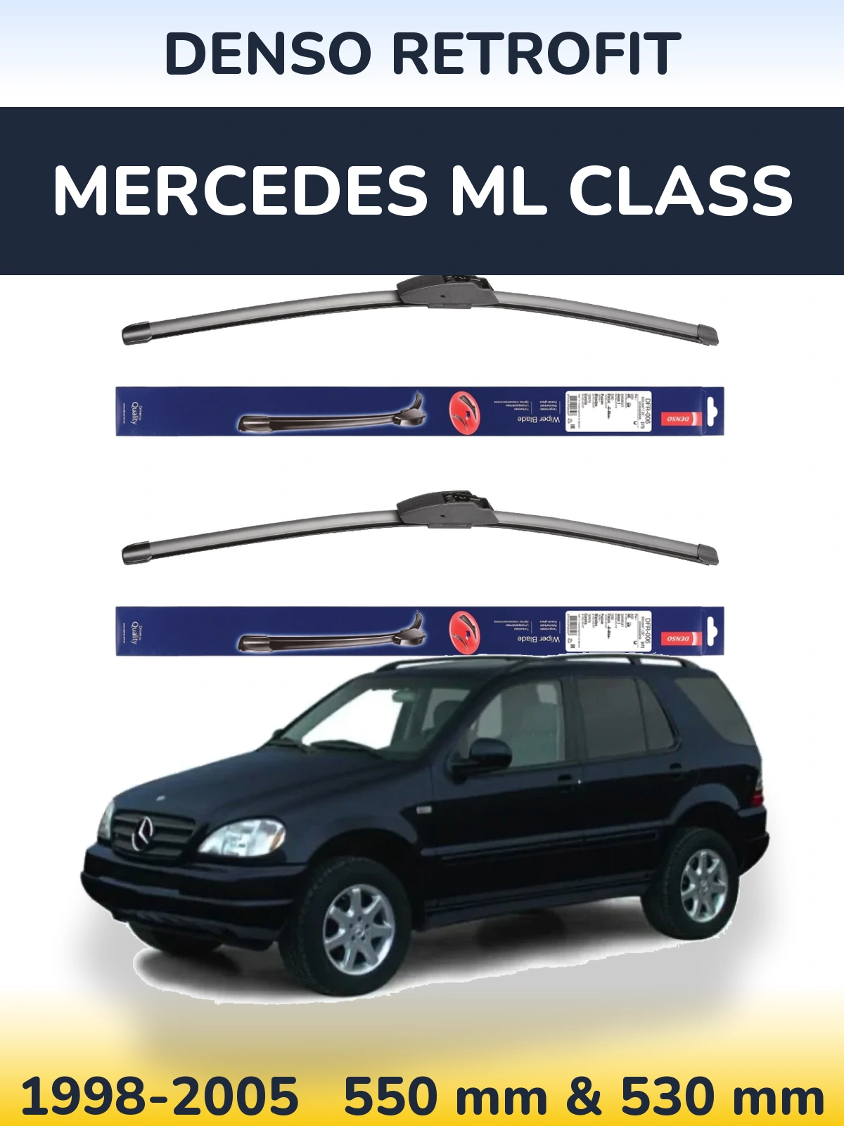 Комплект передніх щіток Denso Retrofit 550 & 530 мм для Mercedes ML Class 1998-2005